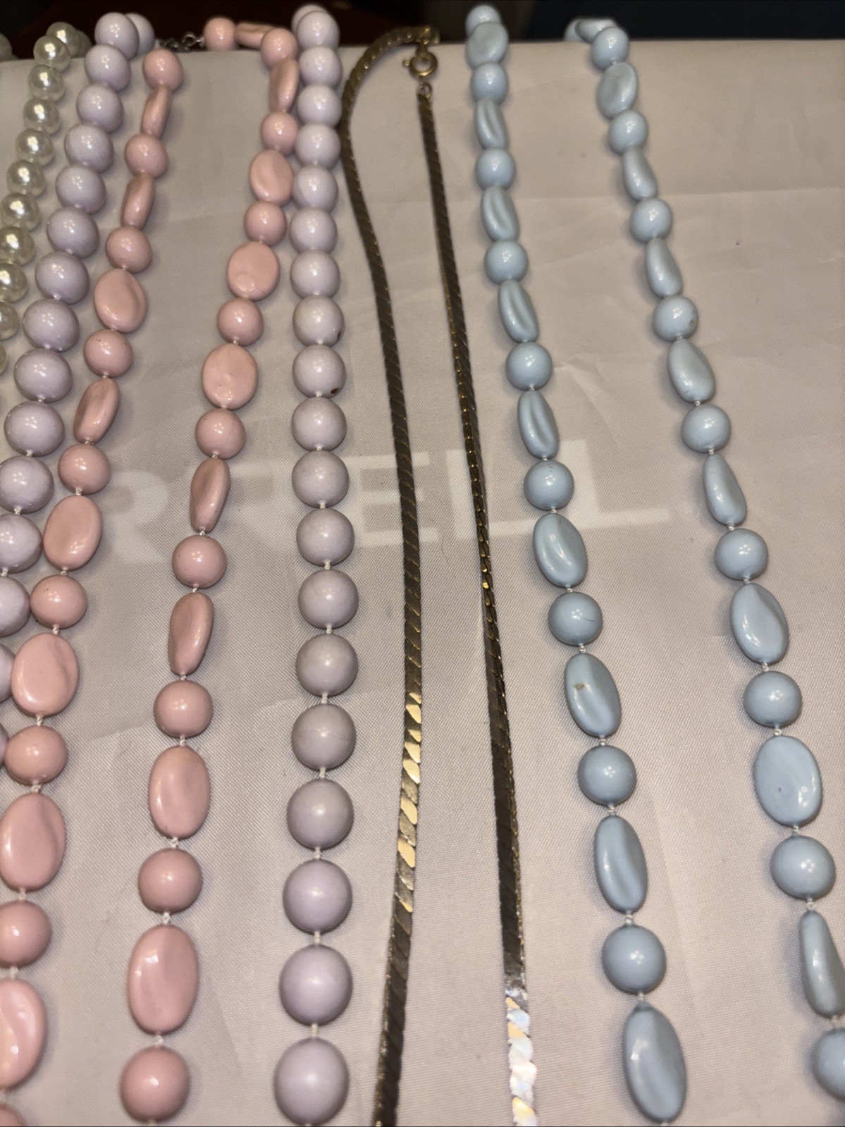 Vintage Pastel Pink & Blue Spring Summer Shell Gold Necklace Lot