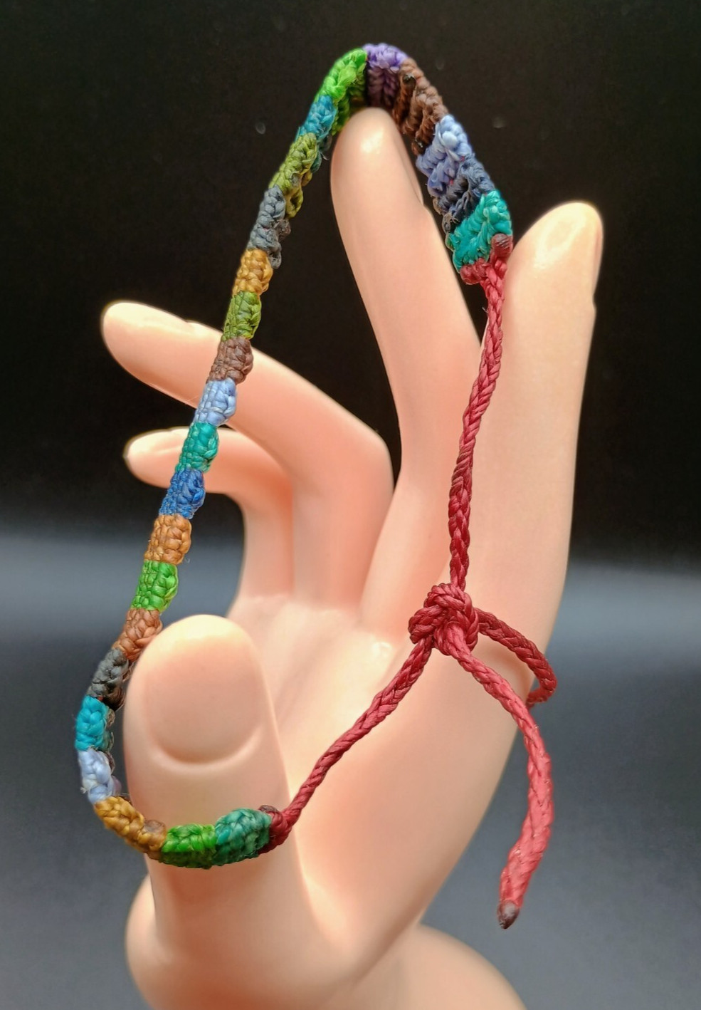 Multicolor Macramé Thread Bracelet Andean Craftsmanship Cusco