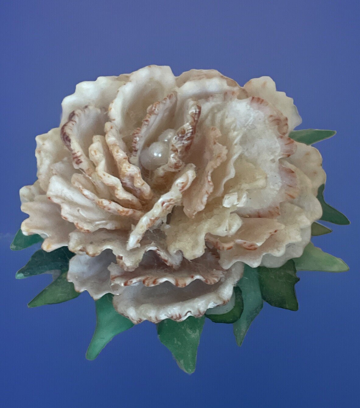 Vintage Peach And Green Celluloid Flower Brooch V27
