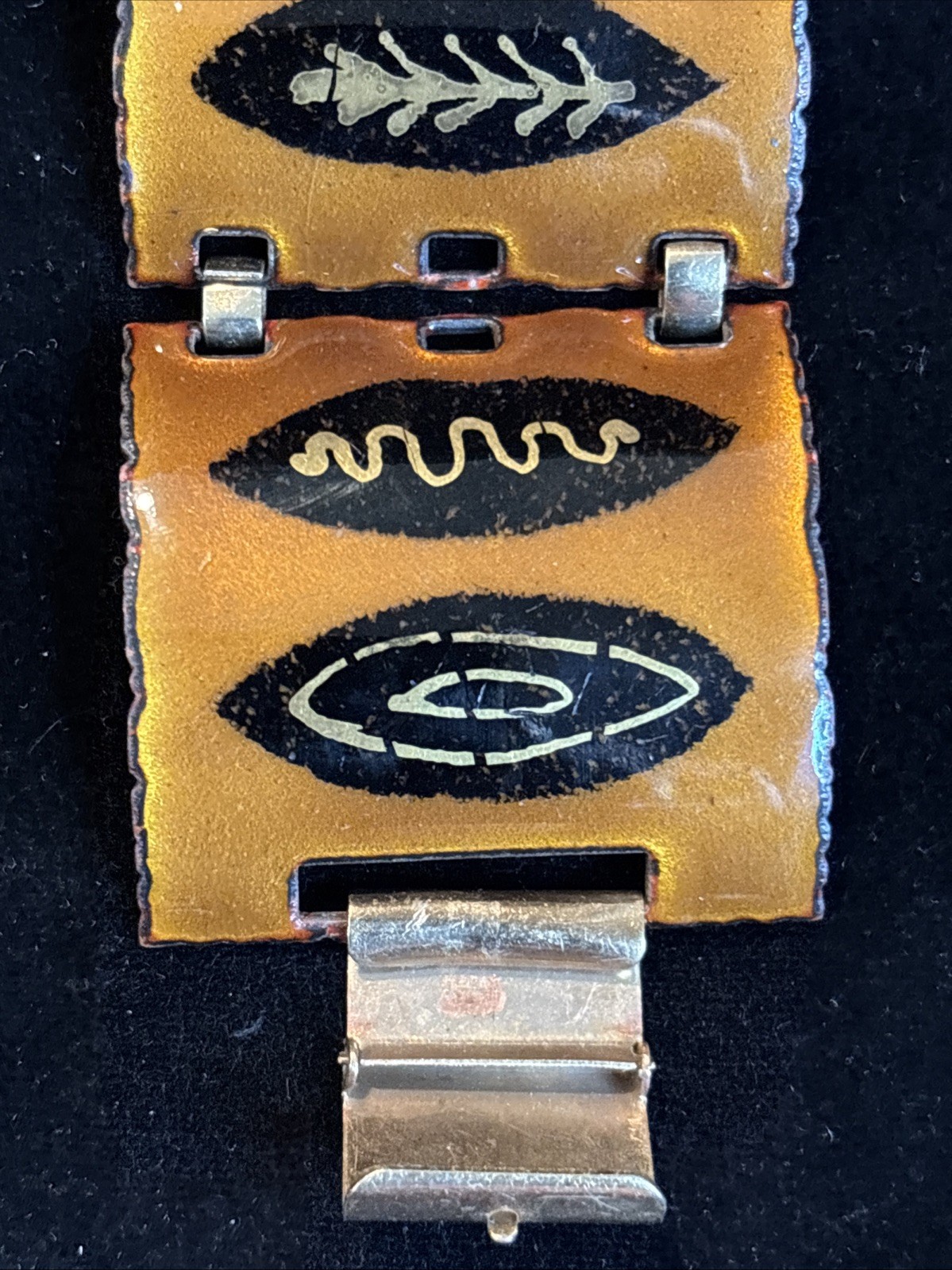 Vintage Copper Statement Bracelet! Enamel Over Copper 7”x2”