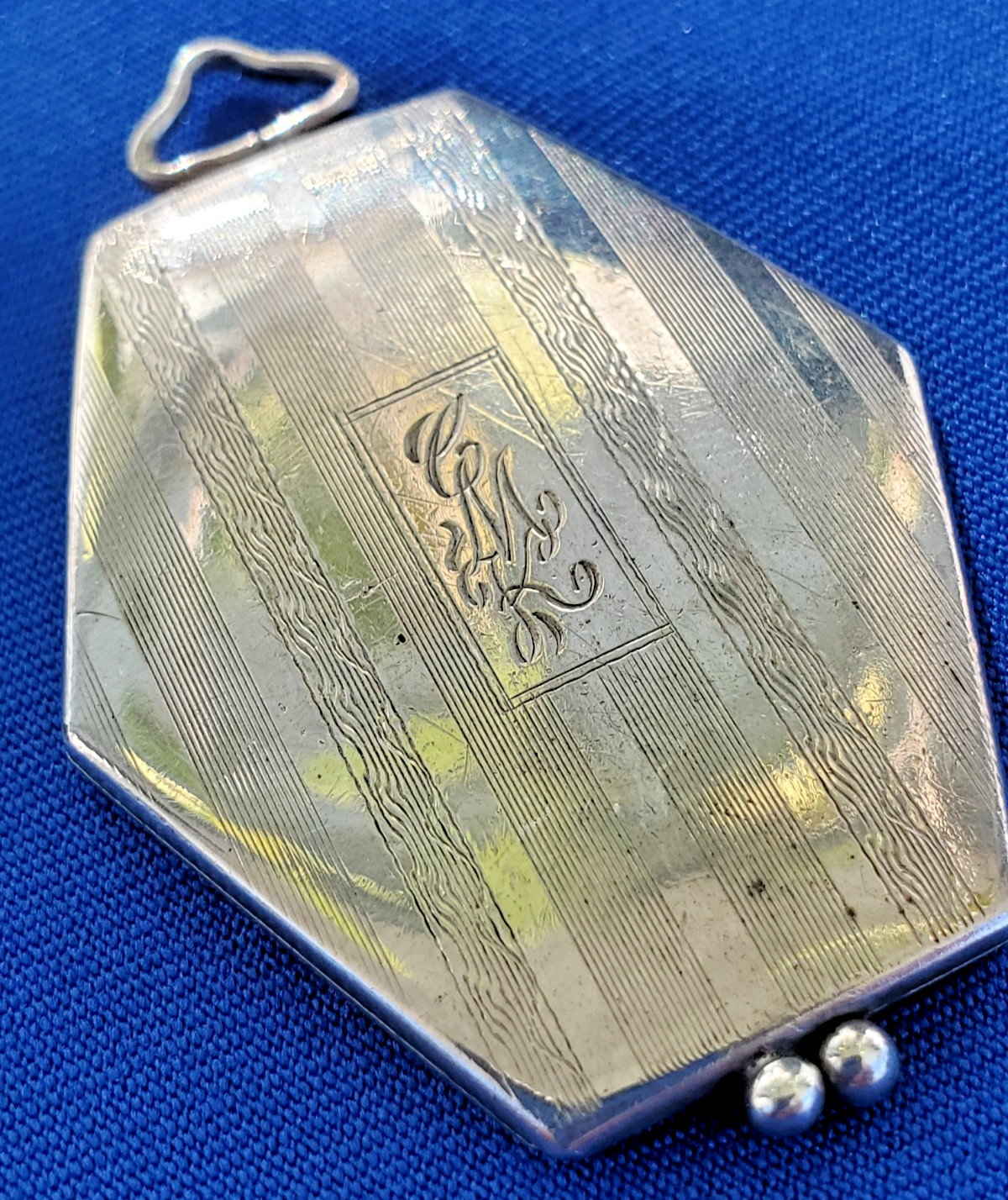 ORIGINAL Antique Deco STERLING SILVER 925 Pendant Vintage Hexagon Lozenge Locket