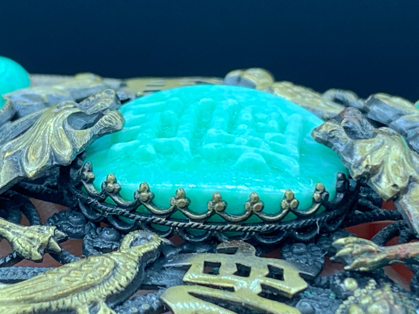 MAX NIEGER Pin Brooch Chinese Revival Pekin Glass Czechoslovakia circa 1920s