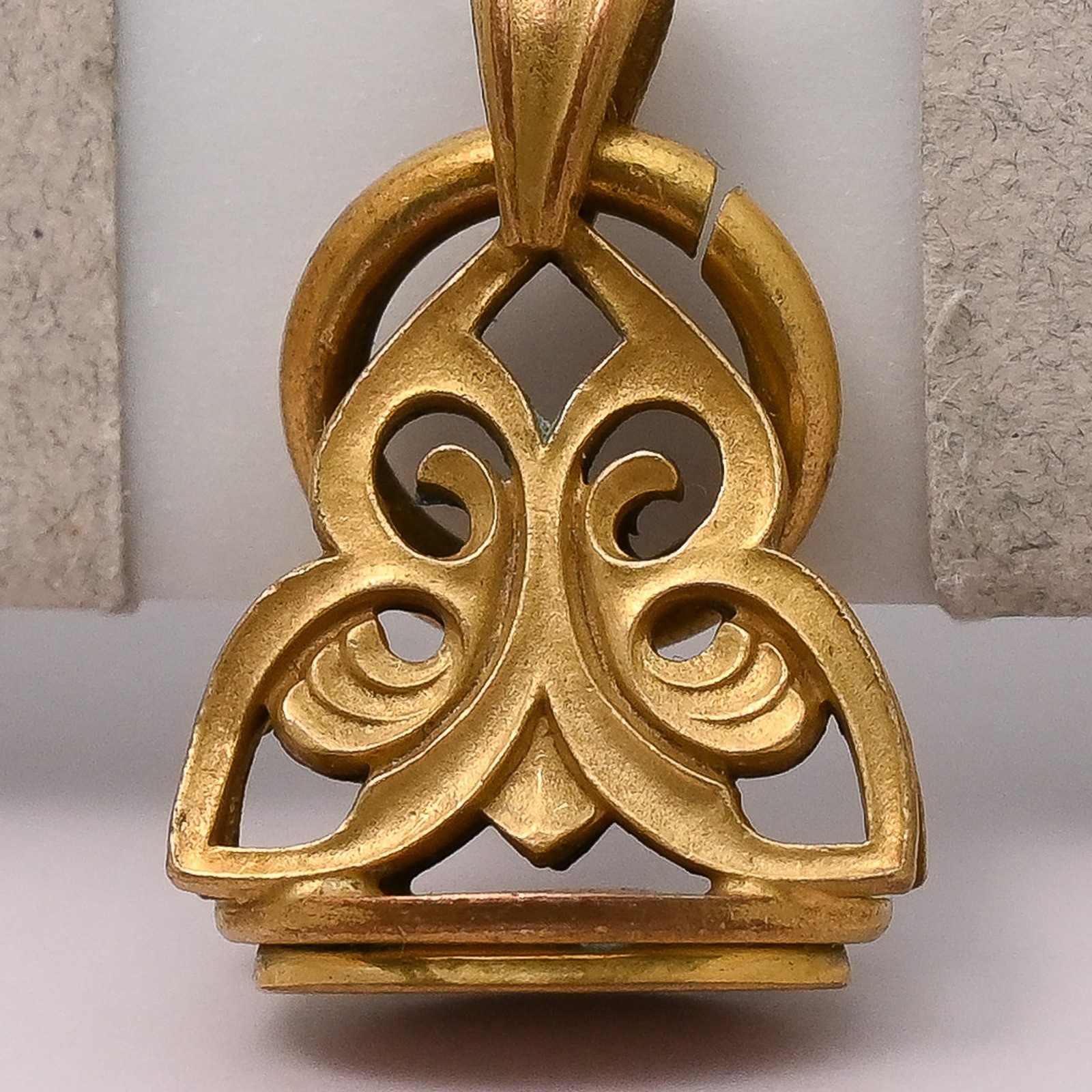 Antique Victorian Oversized Bail Foliate Yellow Gold Filled Fob Charm Pendant