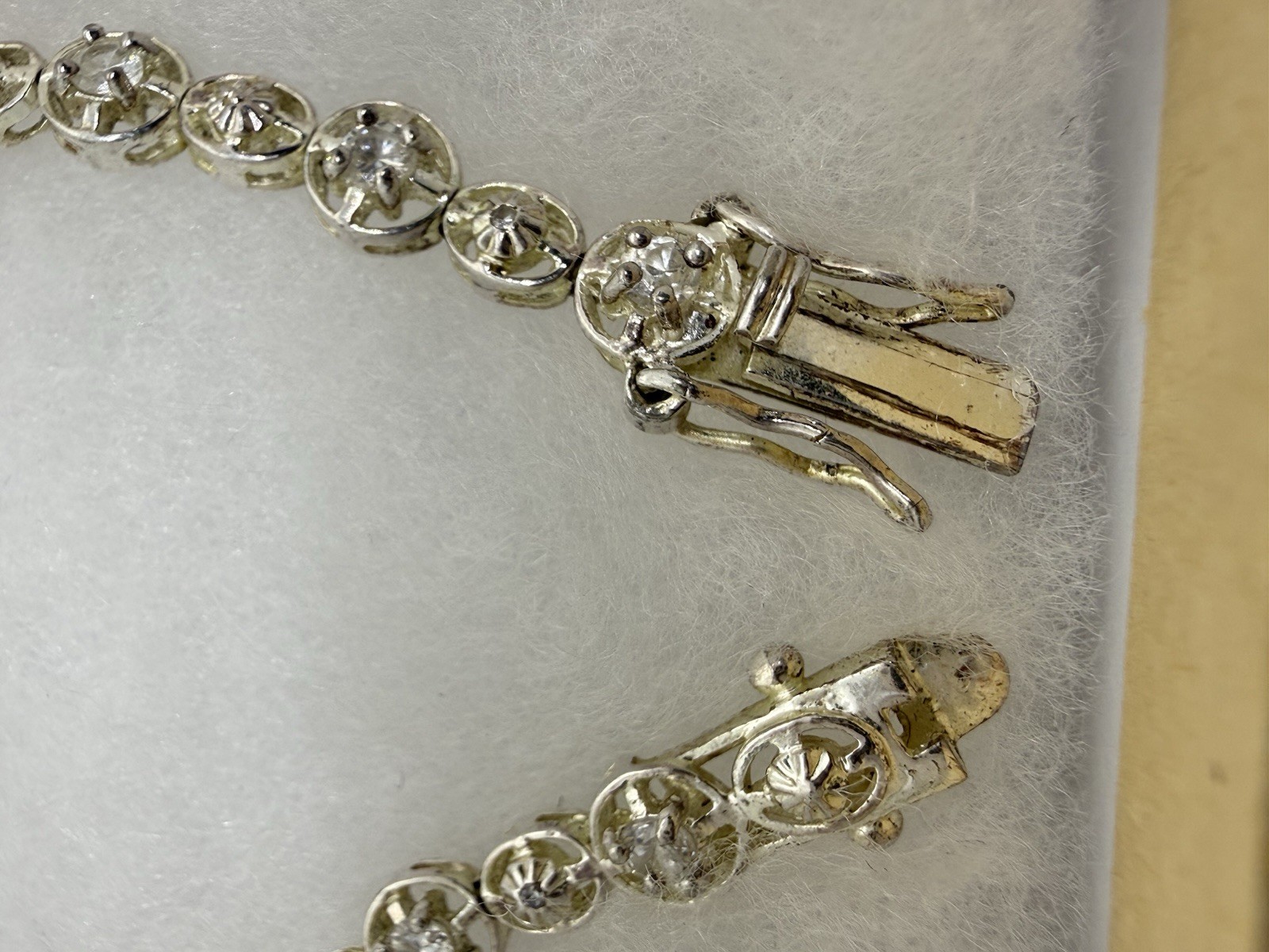Vintage DBJ Sterling Silver 925 CZ Stones Tennis Bracelet 7″, Weight 10g