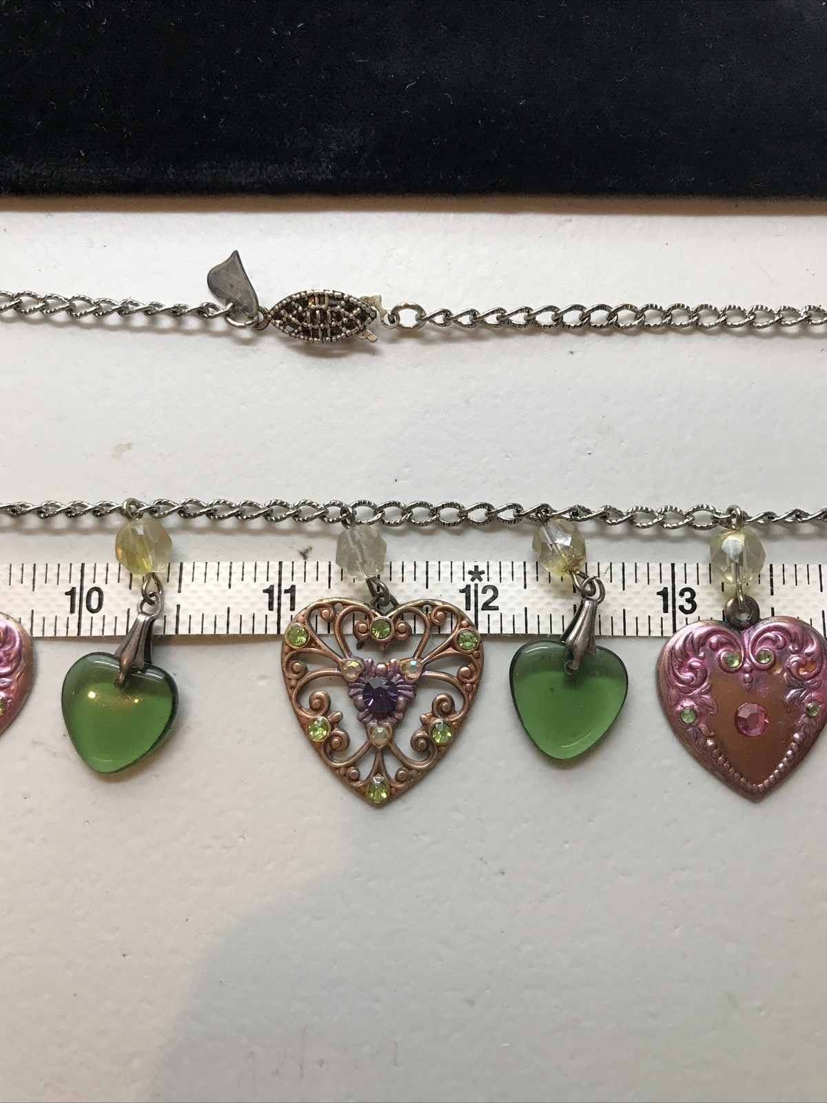 Vintage Glass Works Studio Glass & Silver Charms in Multi Colors Necklace 17
