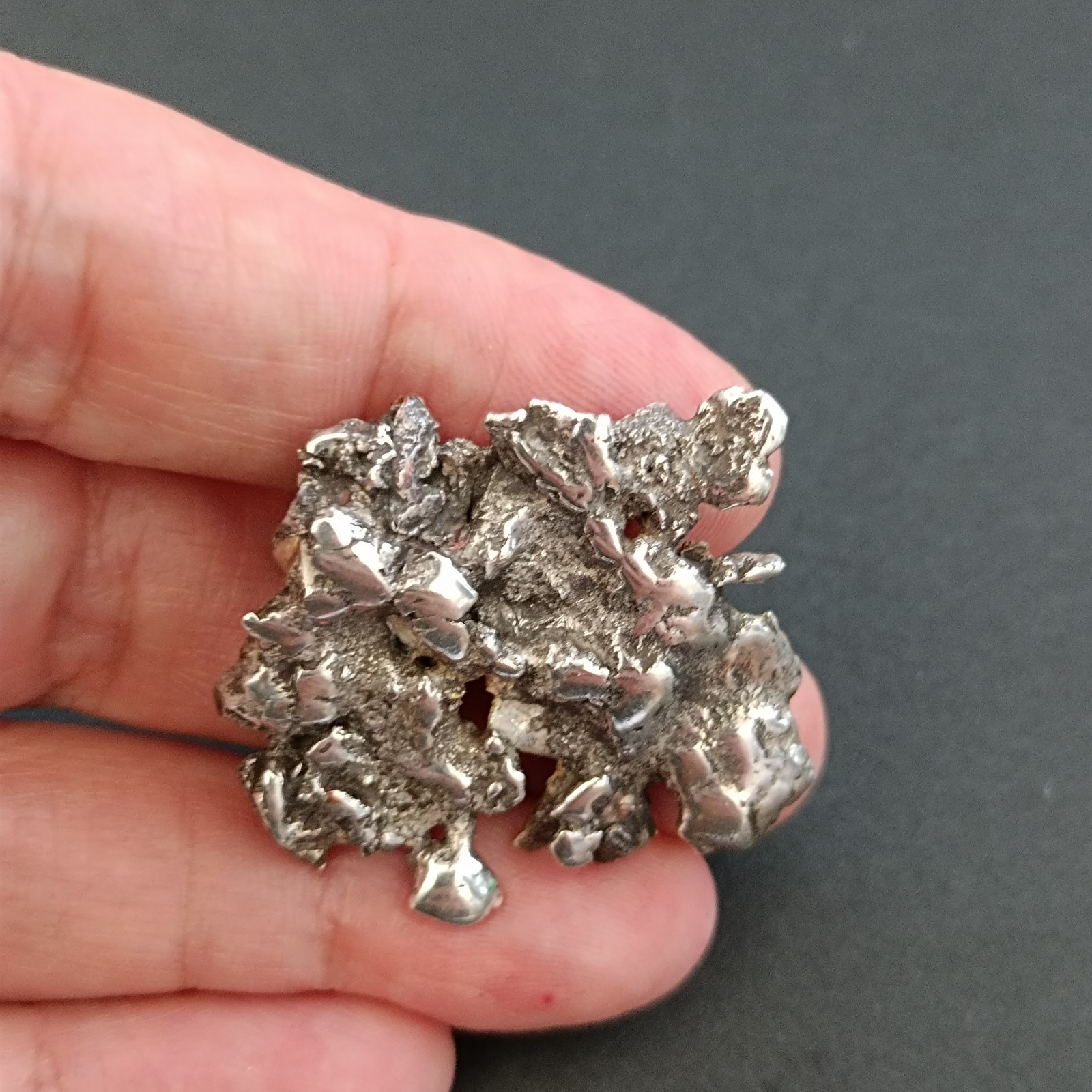 Brutalist Sterling Silver Brooch Modernist Abstract Sculptural Statement Artisan
