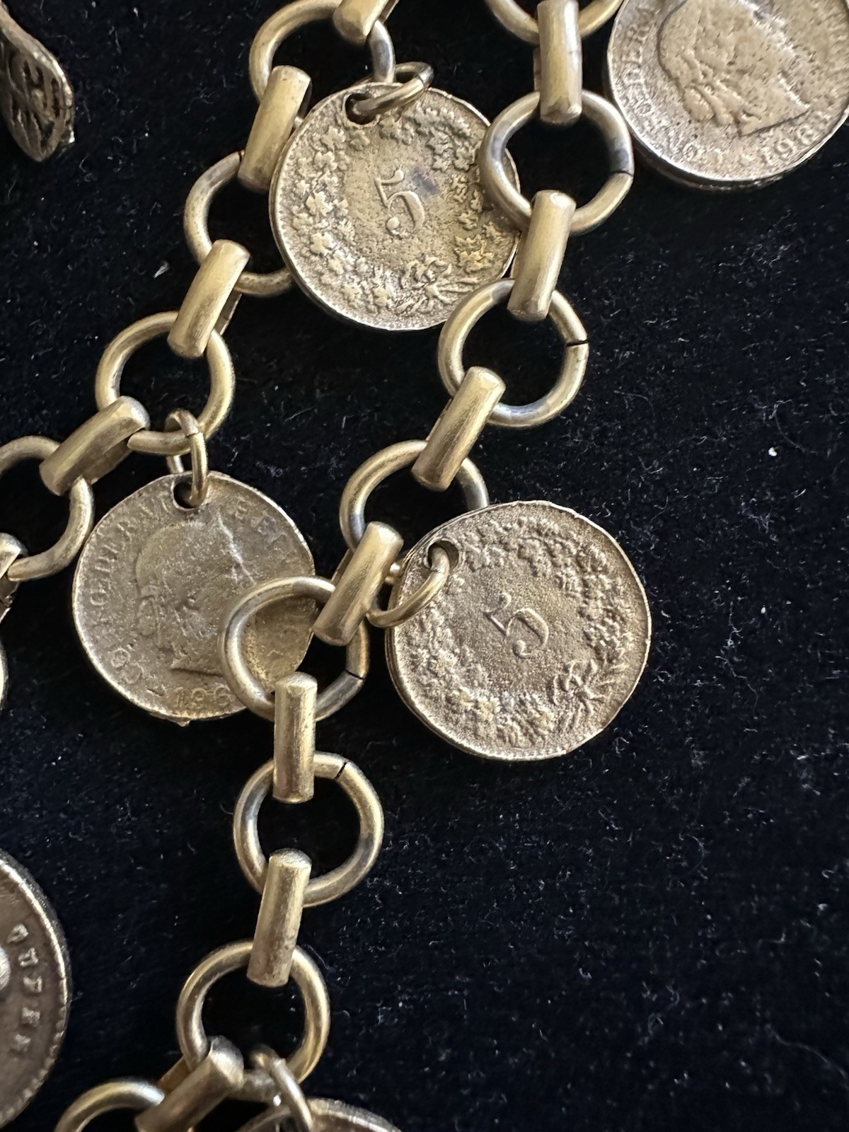 Vintage Coin Necklace Yochi New York 24 Kt Gold Plated Double Strand Link Signed