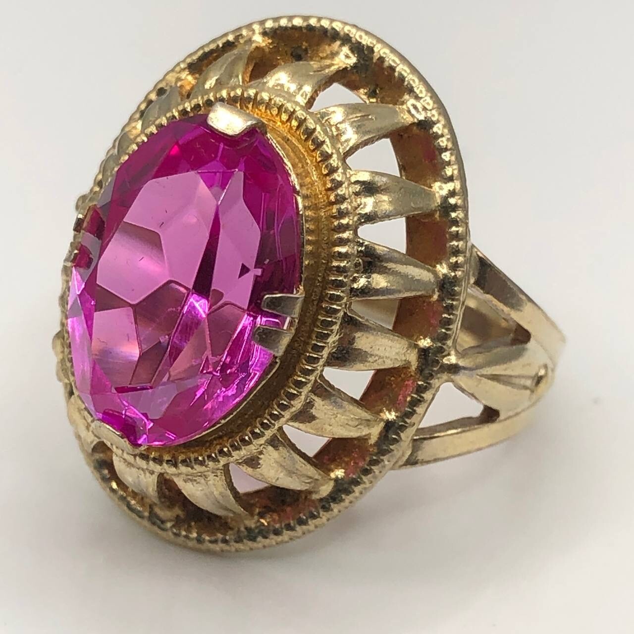 Vintage Gilt Soviet Ring Silver 875 Women Jewelry