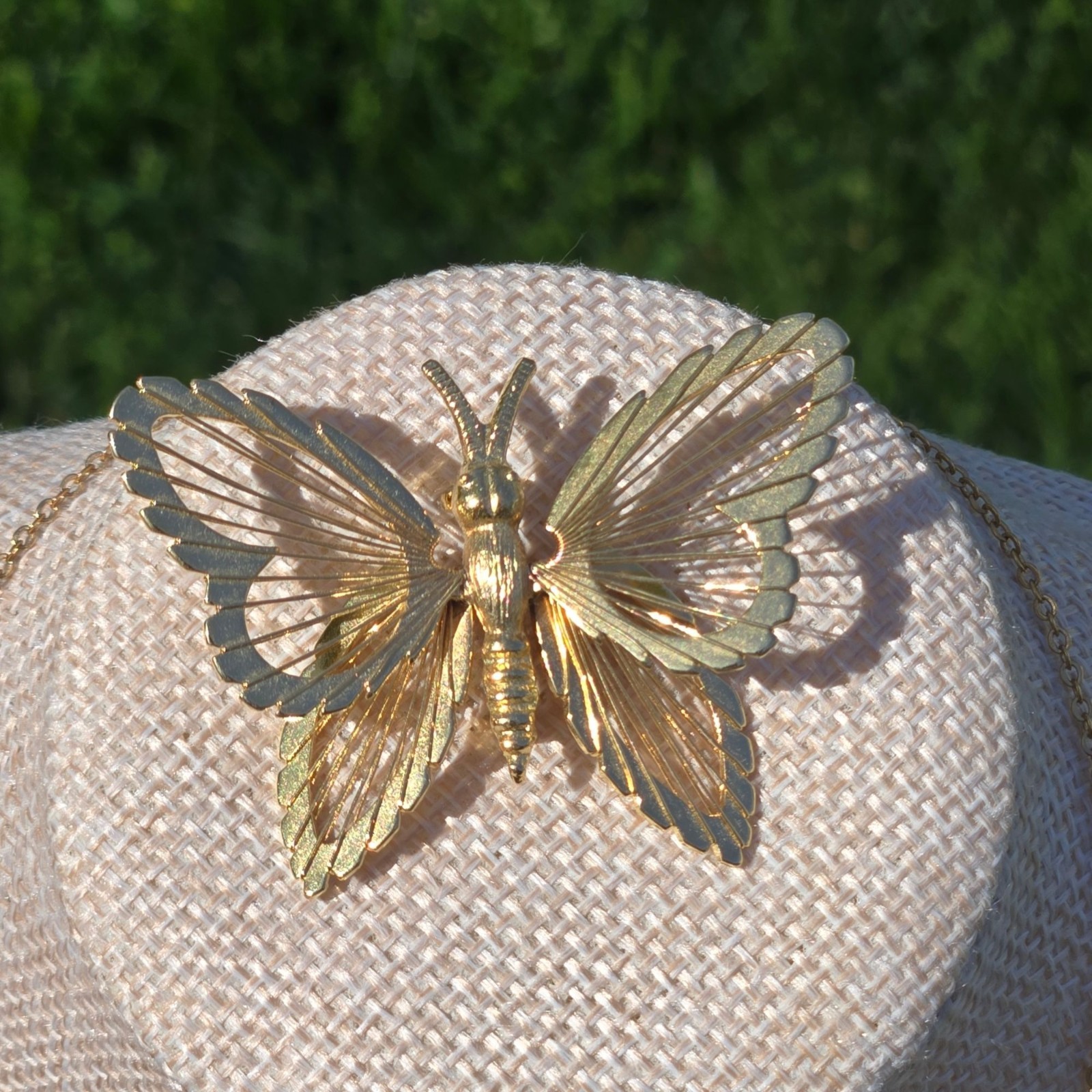 Vintage Monet Butterfly Brooch Gold Tone signed Pin Statement Minimalist jewelry