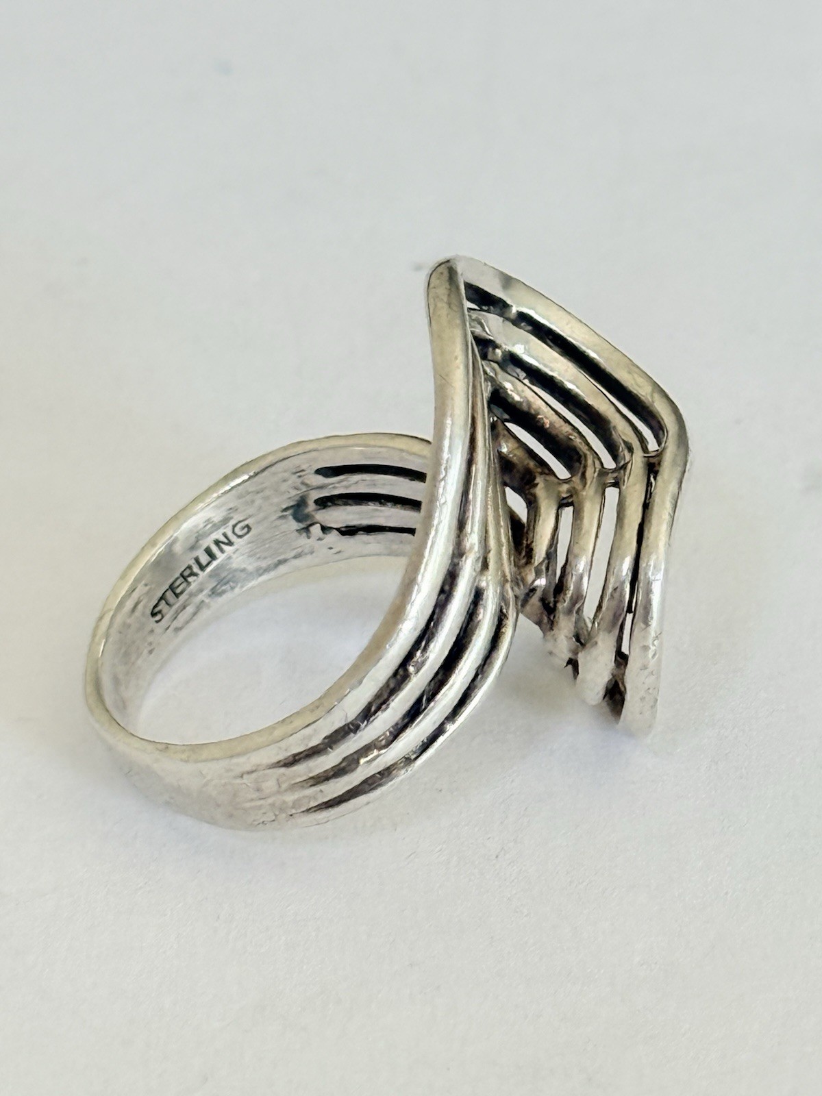 Vintage Signed Otto Robert Bade ORB Modernist Sterling Silver Ring Size 8