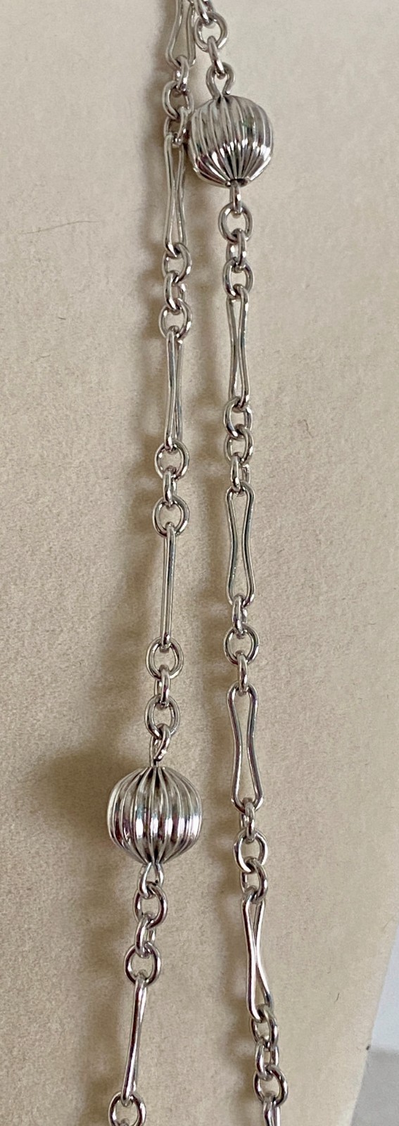 Vintage 925 Sterling Ball Bead Bar Link Necklace Set of 2 Layering 21″ & 34″