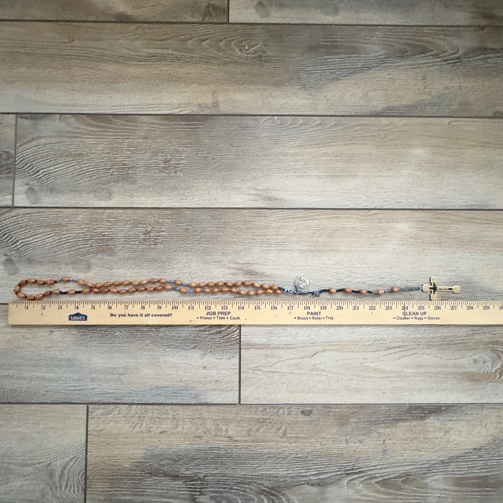 Vintage Rosary Religious Madre Del Buon Consiglio Proteggimi Wooden Beads
