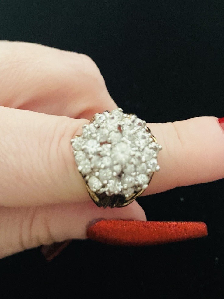 Vintage Sterling Silver Cluster Floral Bouquet Cocktail Size 7.5 Ring 9.56grams