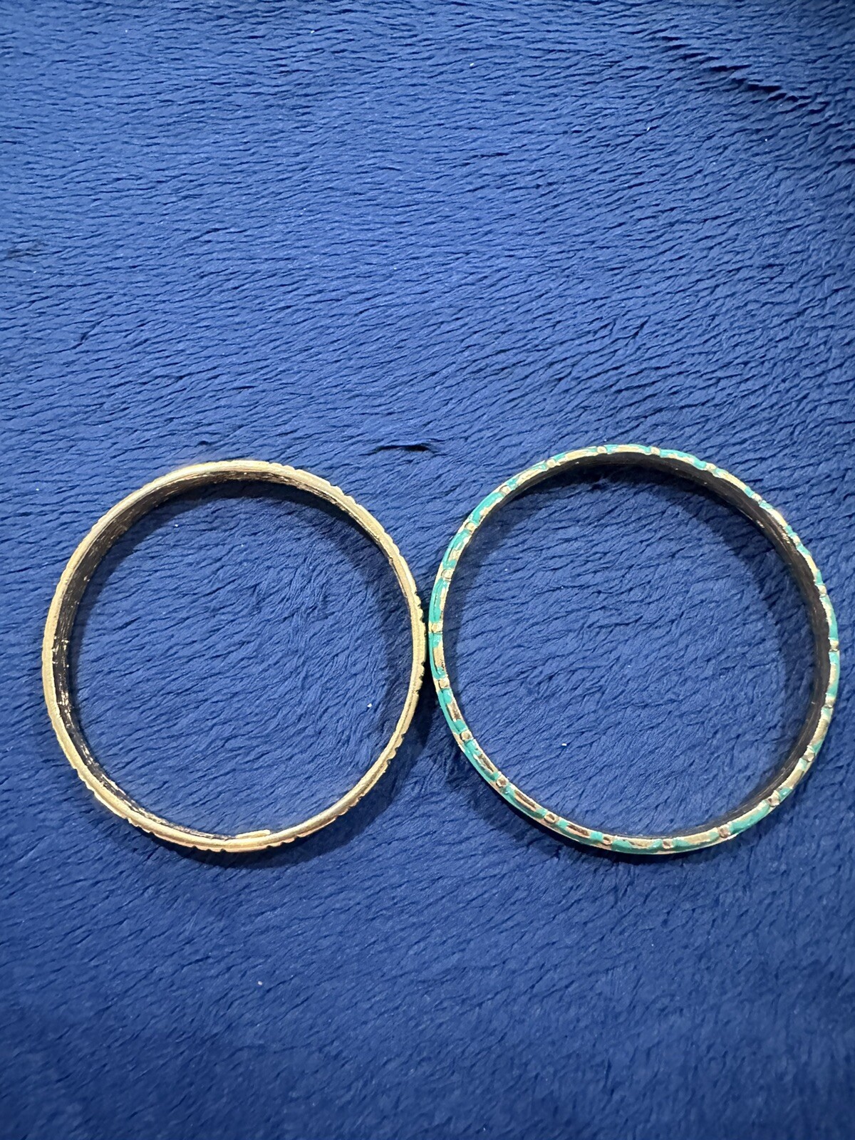 Vintage Trifari Set Of Gold Tone Blue/Turquoise Enamel 8” Bracelet, 44g