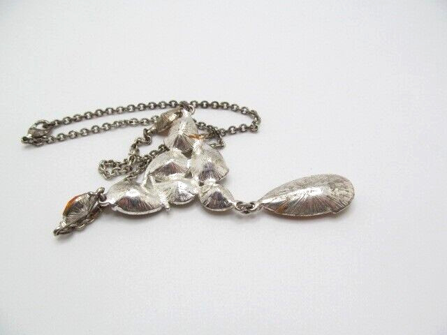 Vintage Yellow Orange Peach Glass Bead Setting Lariat Dangling Necklace 16.5 In