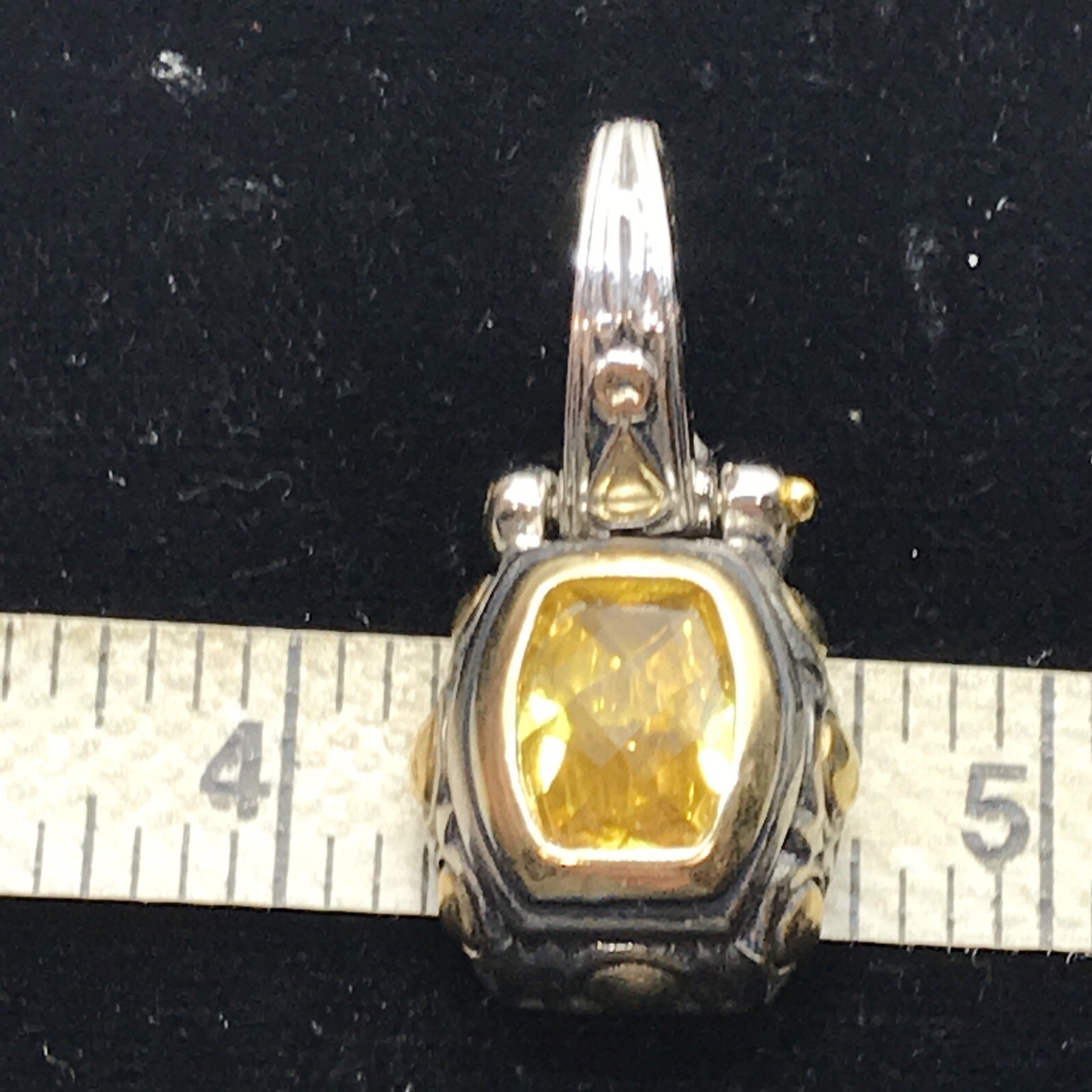 Vintage Renaissance Revival 2-Tone Citrine Yellow Cubic Zirconia Pendant