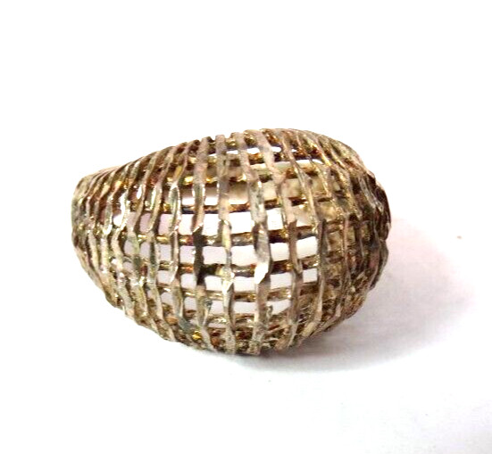 VINTAGE WOMENS 925 STERLING SILVER FANCY RING SIZE 6.75 & TOP 15MM WIDE