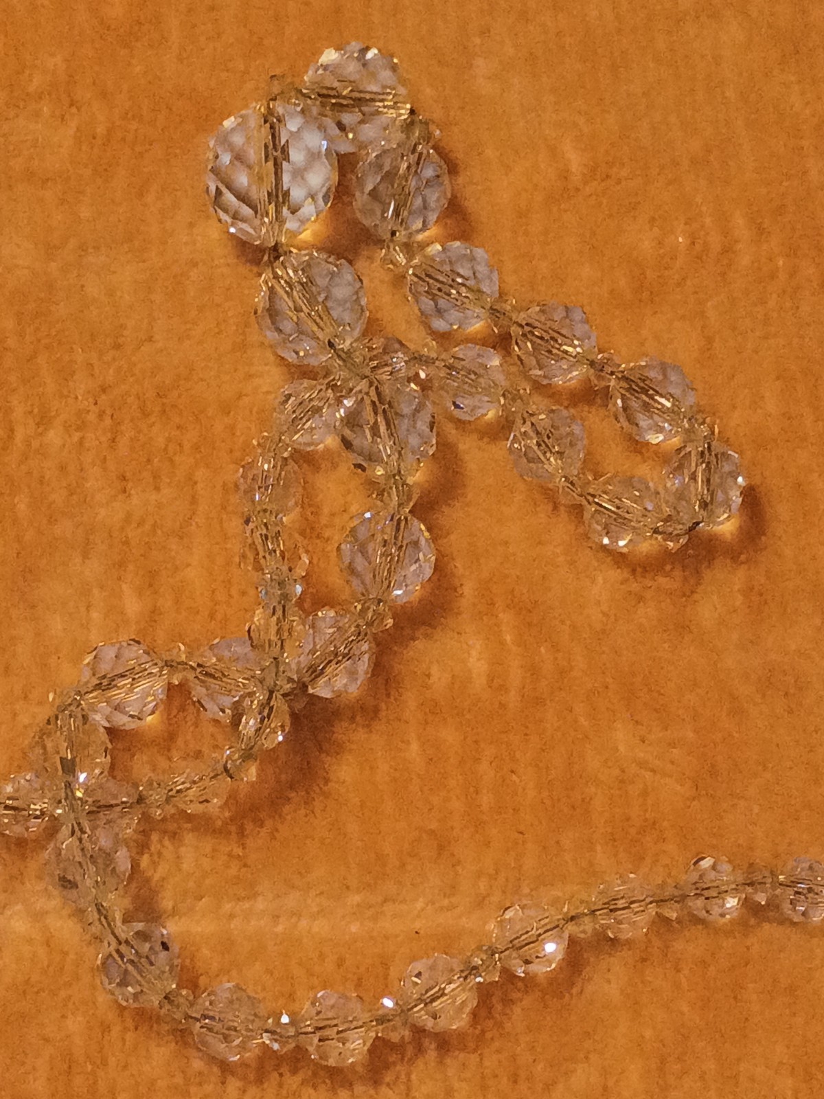 Vintage Rock Crystal Bead Sterling Necklace 18″Long Beautiful