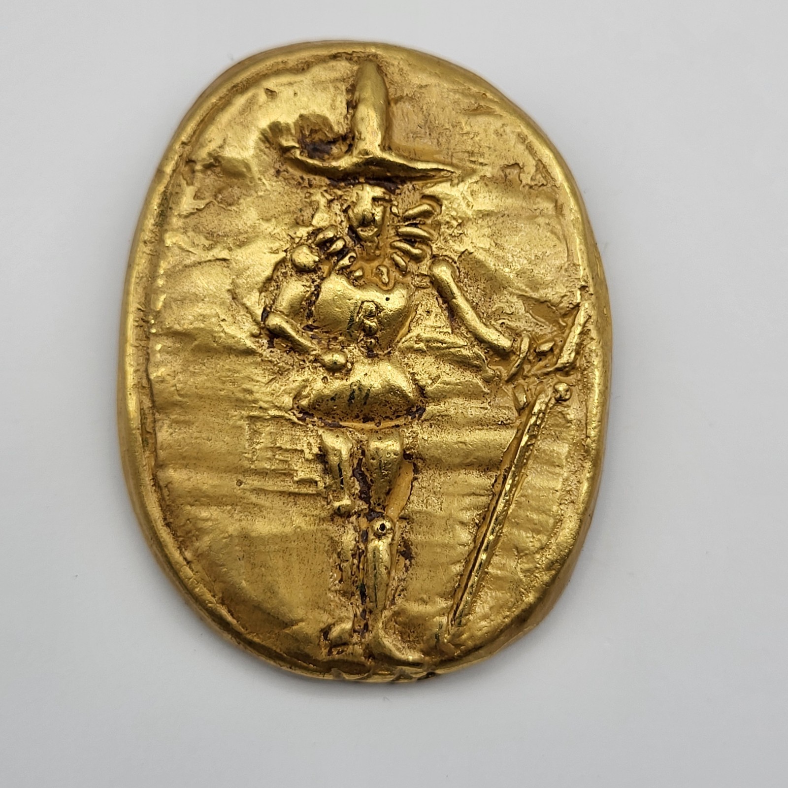 Amazing Vintage Estate Brooch pin or pendant Gold Dipped figural