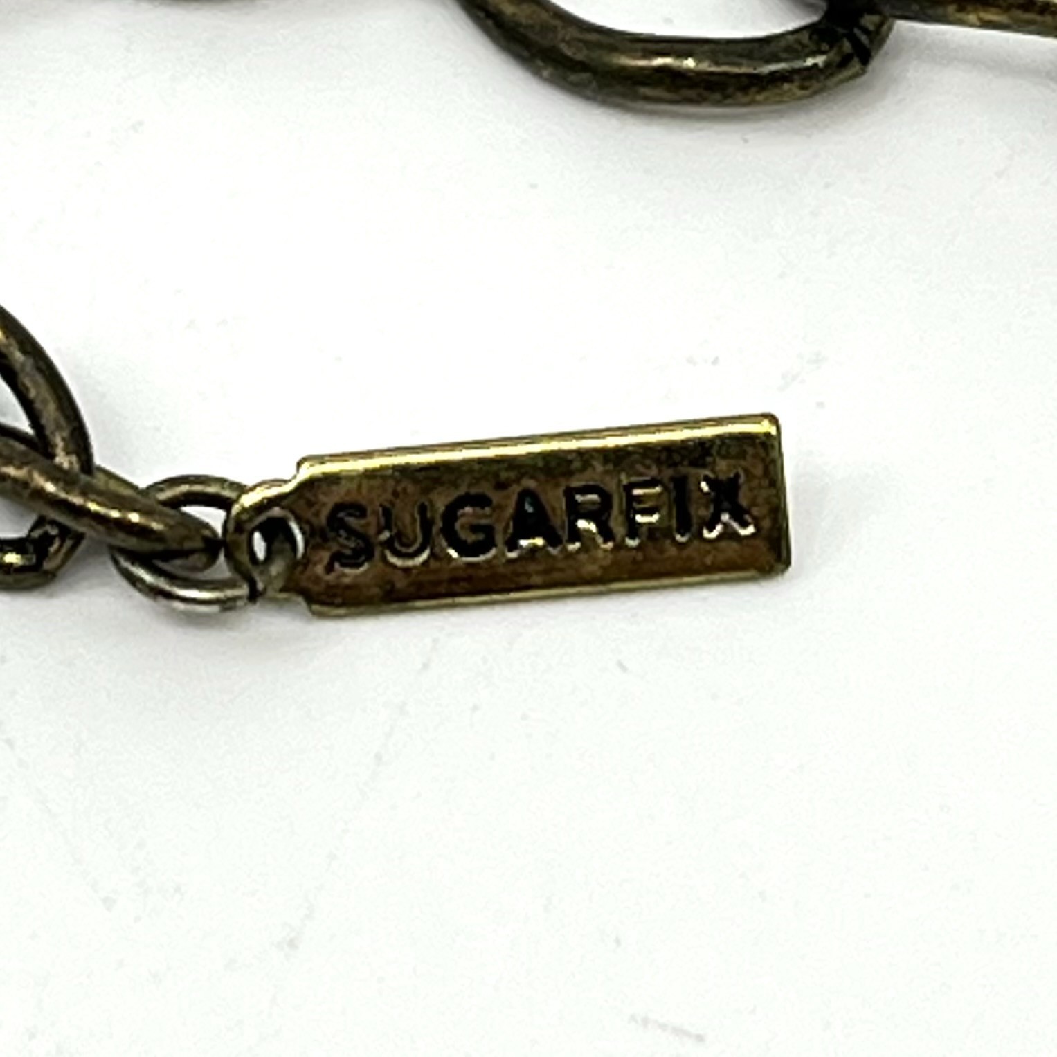 VTG Sugarfix by BaubleBar Pink Teardrop Statement Bib Necklace Curb Link Lobster