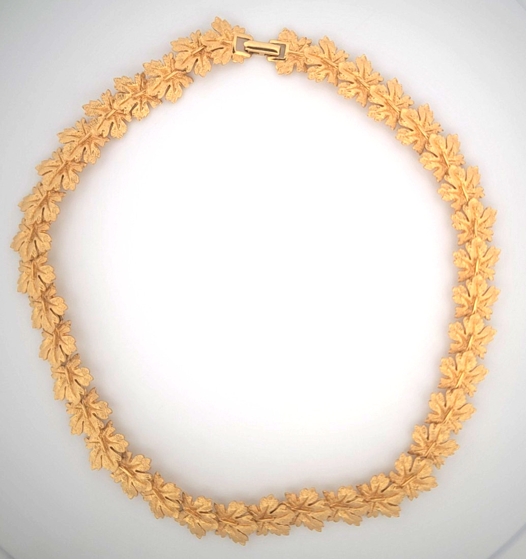 Vintage 1950s NAPIER Gold Grape Leaves Necklace – Collectible American Jewelry