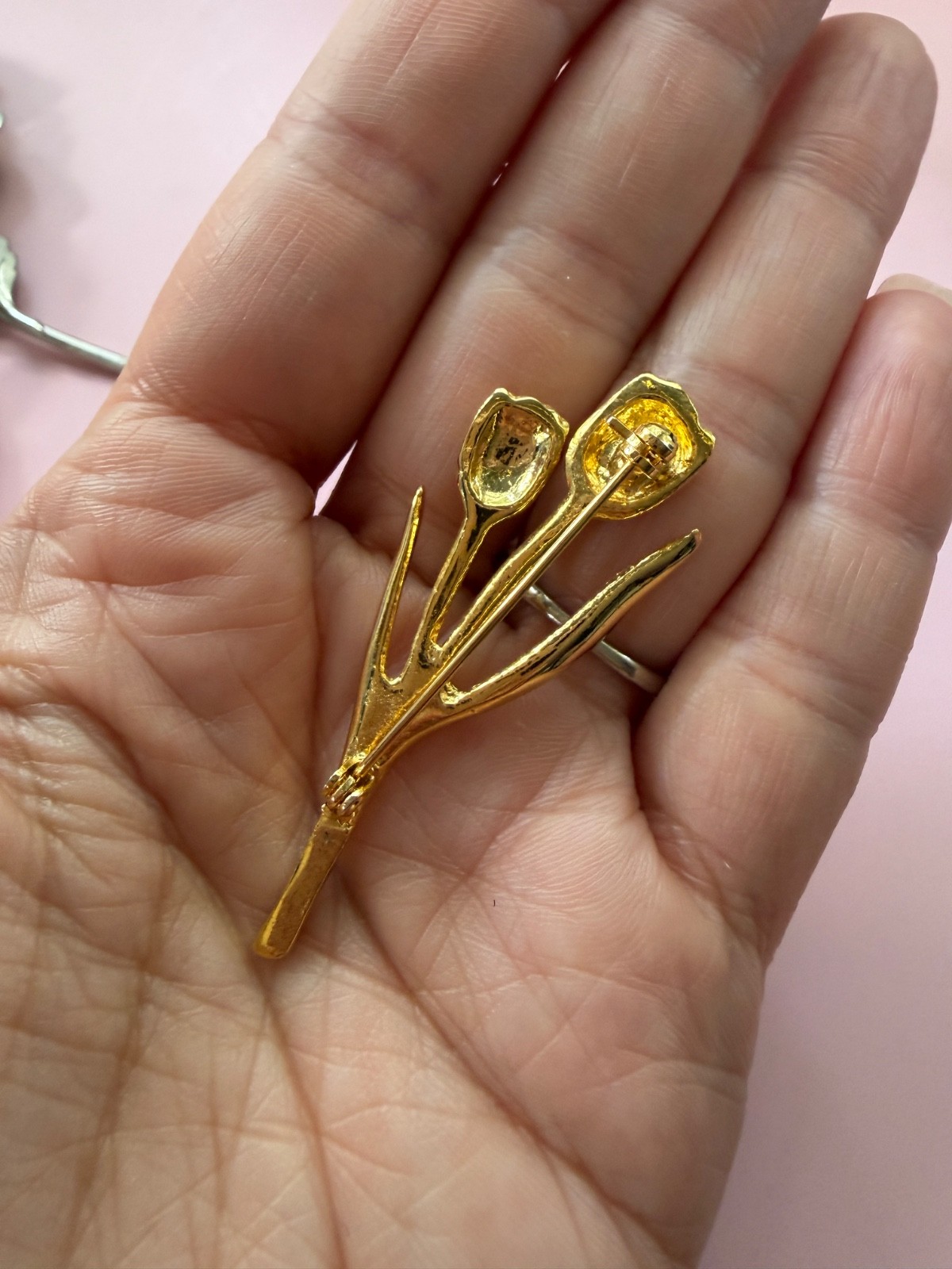 Vintage Brooch Lot Gold Silver Tone Floral Leaf Rhinestone 50s 60s 80s