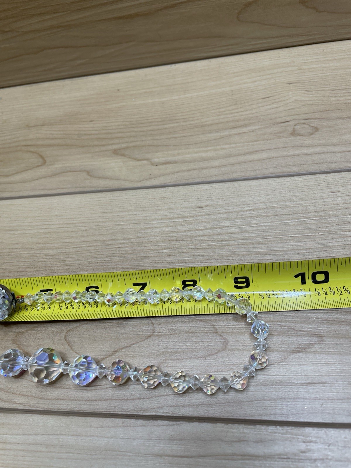 Vtg 1950s Aurora Borealis Crystal Bead Necklace AB Faceted Glass Floral Cluster