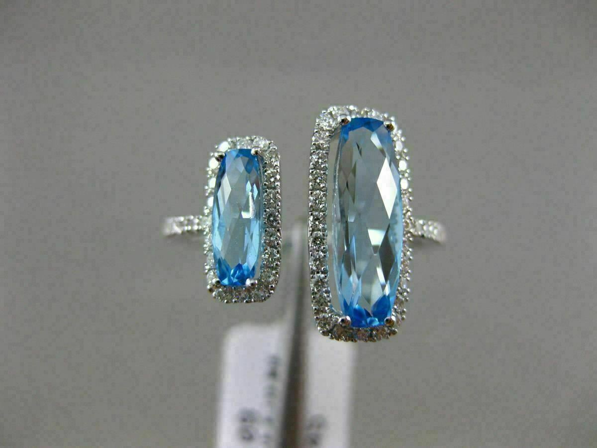 ESTATE LARGE 2.34CT DIAMOND & AAA BLUE TOPAZ 14K WHITE GOLD DOUBLE HALO FUN RING
