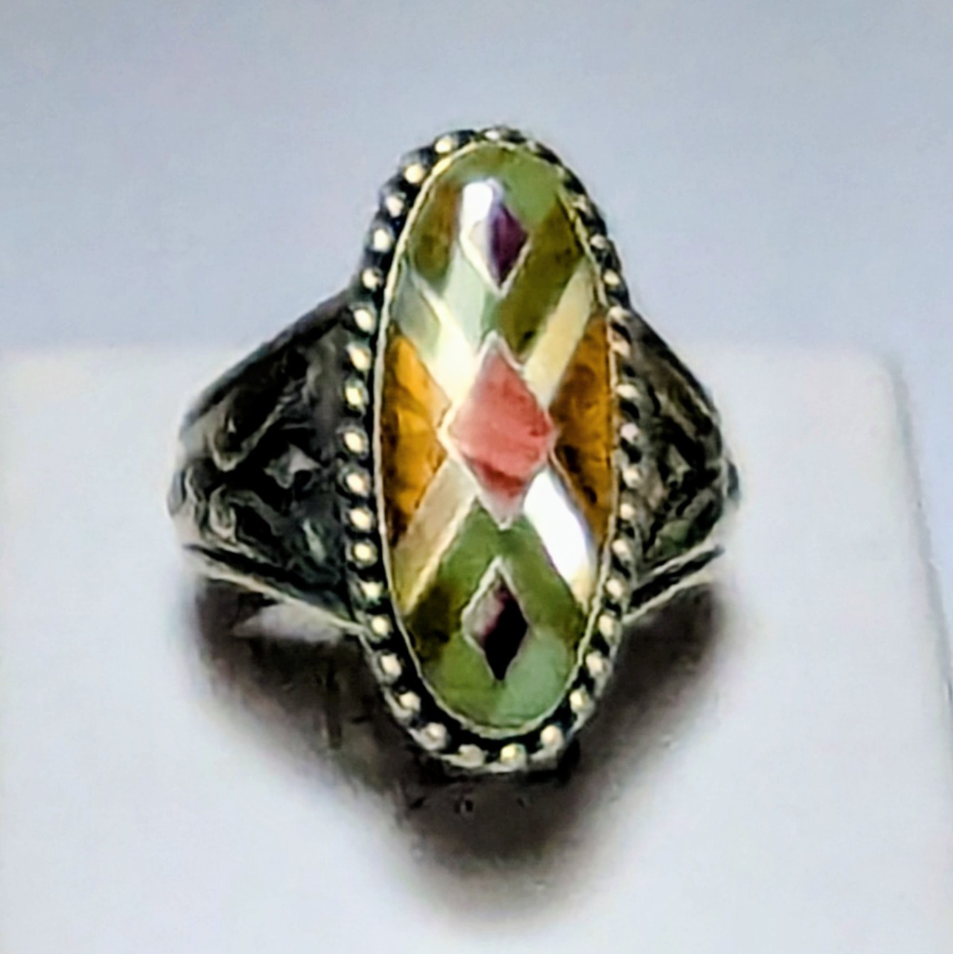 Carolyn Pollack Relios Sterling Silver Inlay Gemstone Ring 8.75