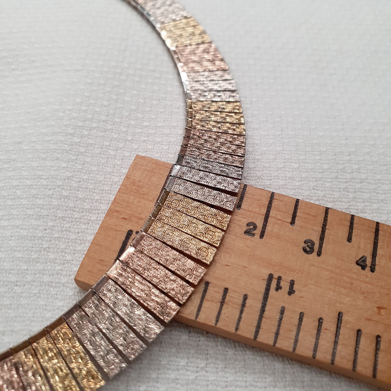 Vintage 3 toned sterling silver, rose and yellow gold plated collar necklace