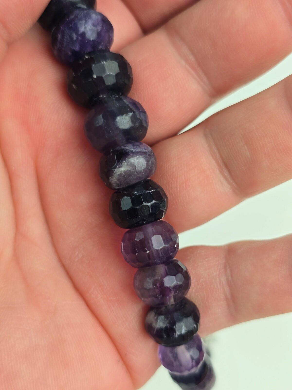 Sterling Silver Large Faceted Shades Purple Amethyst Graduated Bead Necklace 20″