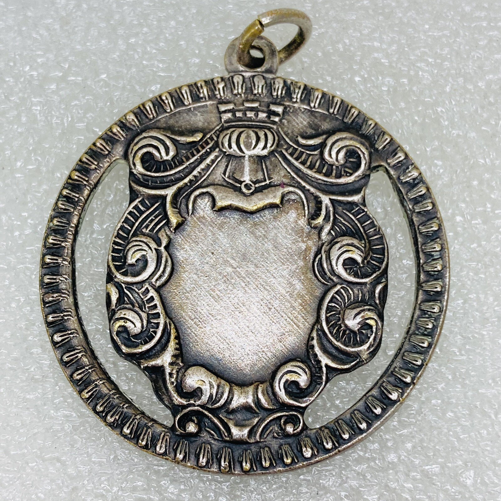 VTG‼ Silver Tone Metal Openwork Unengraved Round Pendant Charm • VGUC‼
