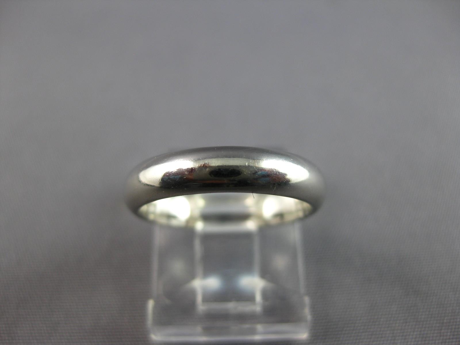 ESTATE 14KT WHITE GOLD 3D CLASSIC SOLID PLAIN 4MM WEDDING ANNIVERSARY RING
