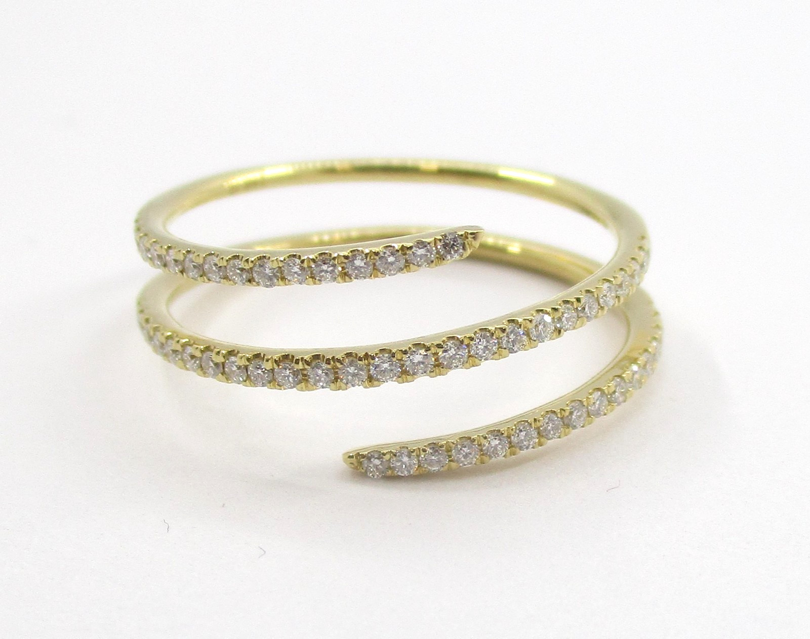 0.30 CTW Round Diamond Spiral Wrap Ring 18 Karat Yellow Gold Size 7