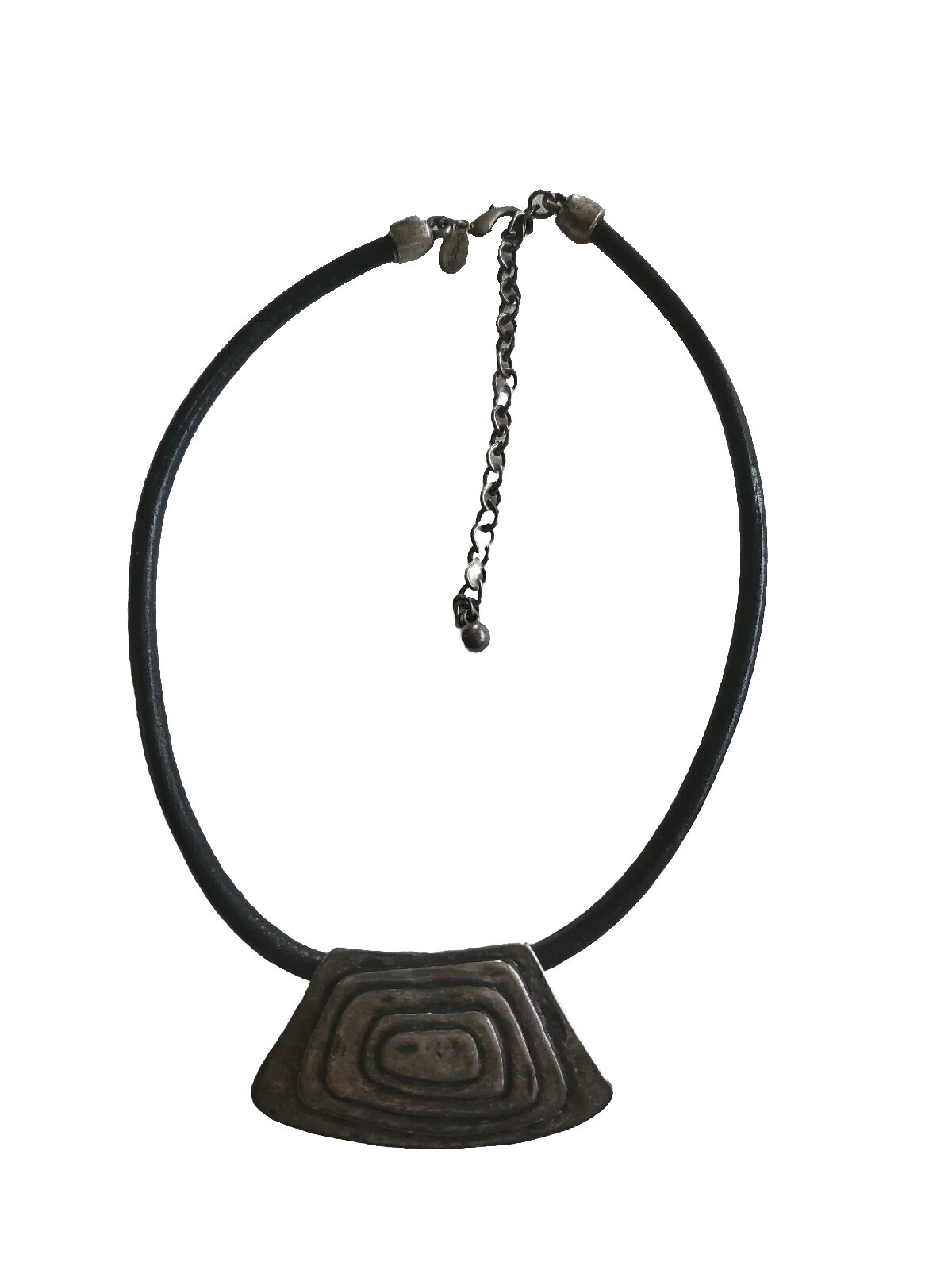 Chico’s Modernist Black & Silver Tone Necklace 3″Extender Choker Jewelry