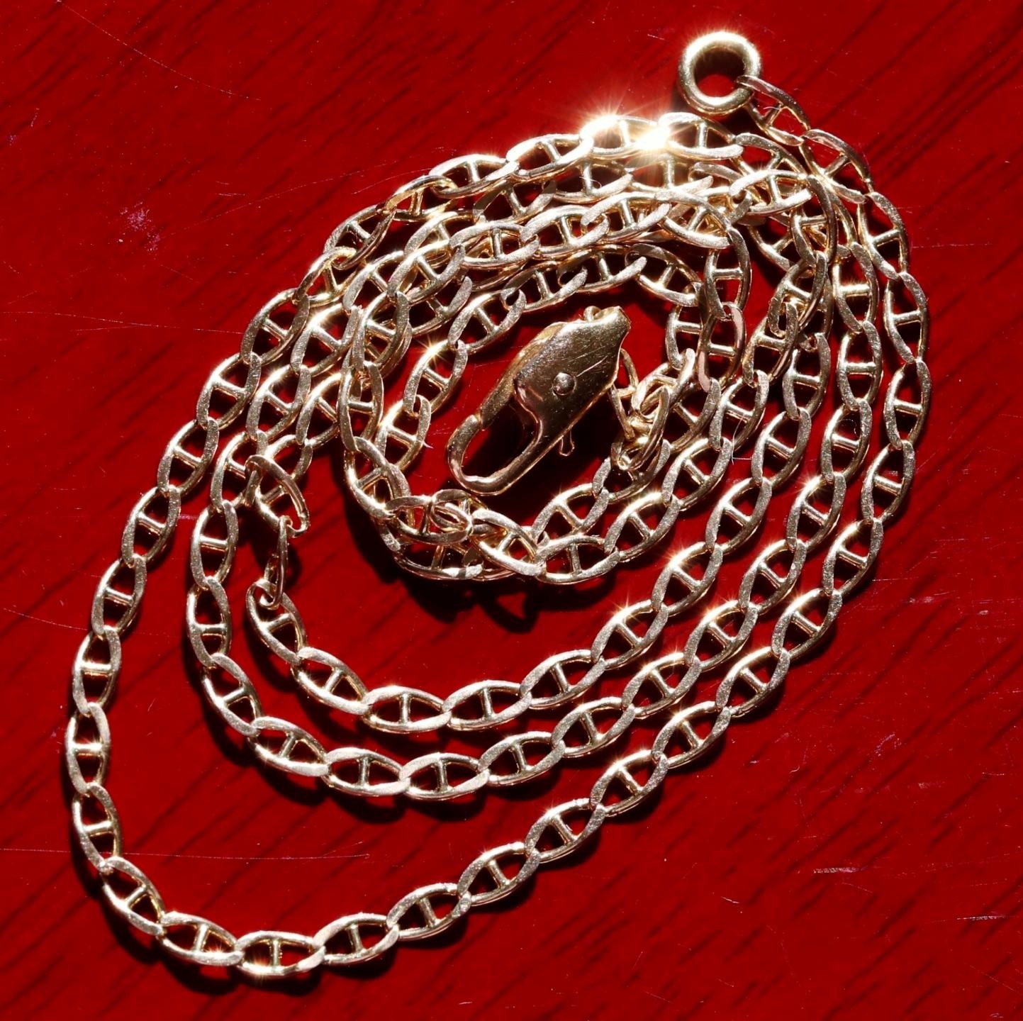 14k yellow gold necklace 18.75″ anchor / mariner link chain vintage 4.25gr N3642