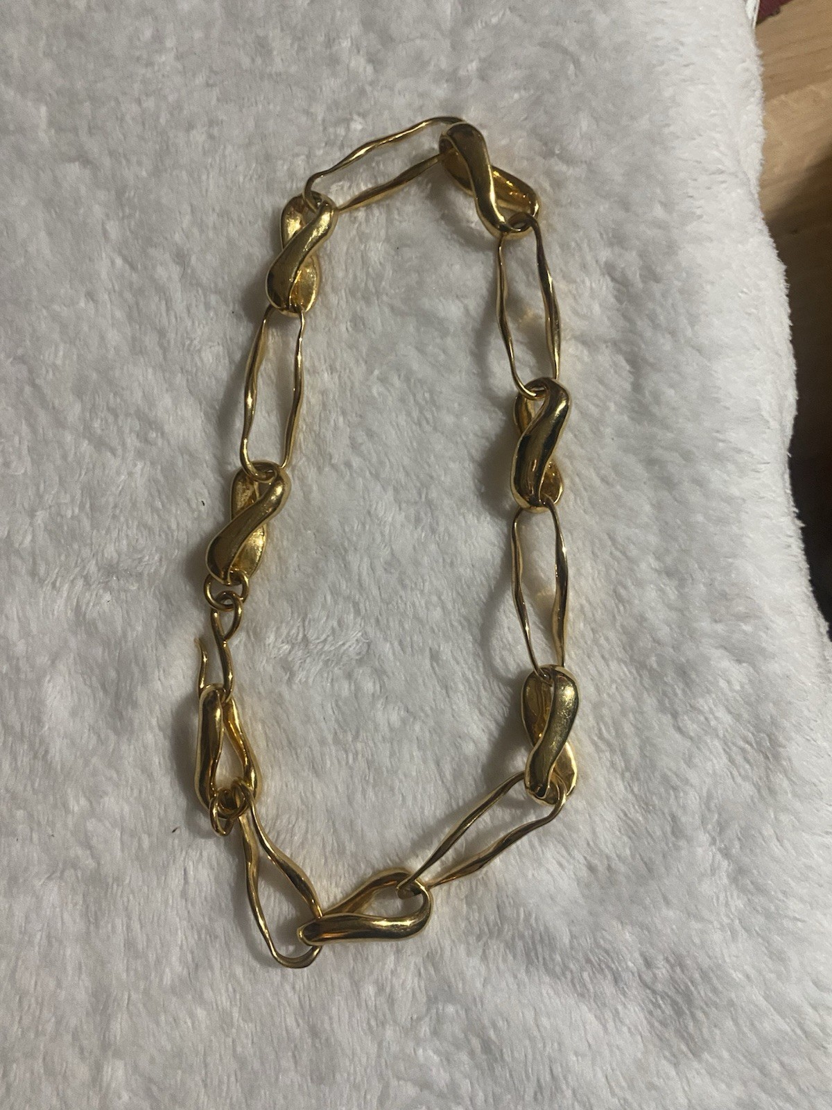 Vintage Signed Robert Lee Morris 18 Kt Gold Plated Chunky Necklace