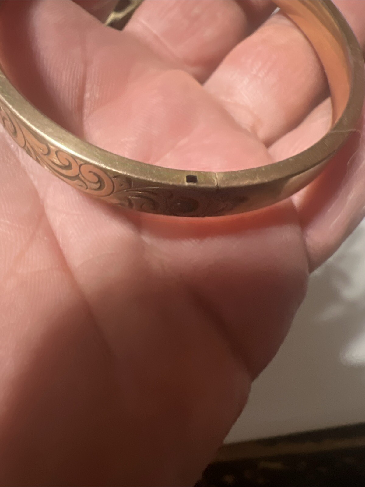 Vintage Victorian AAG 1/10 Rose gold Engraved Etched Bangle Bracelet READ