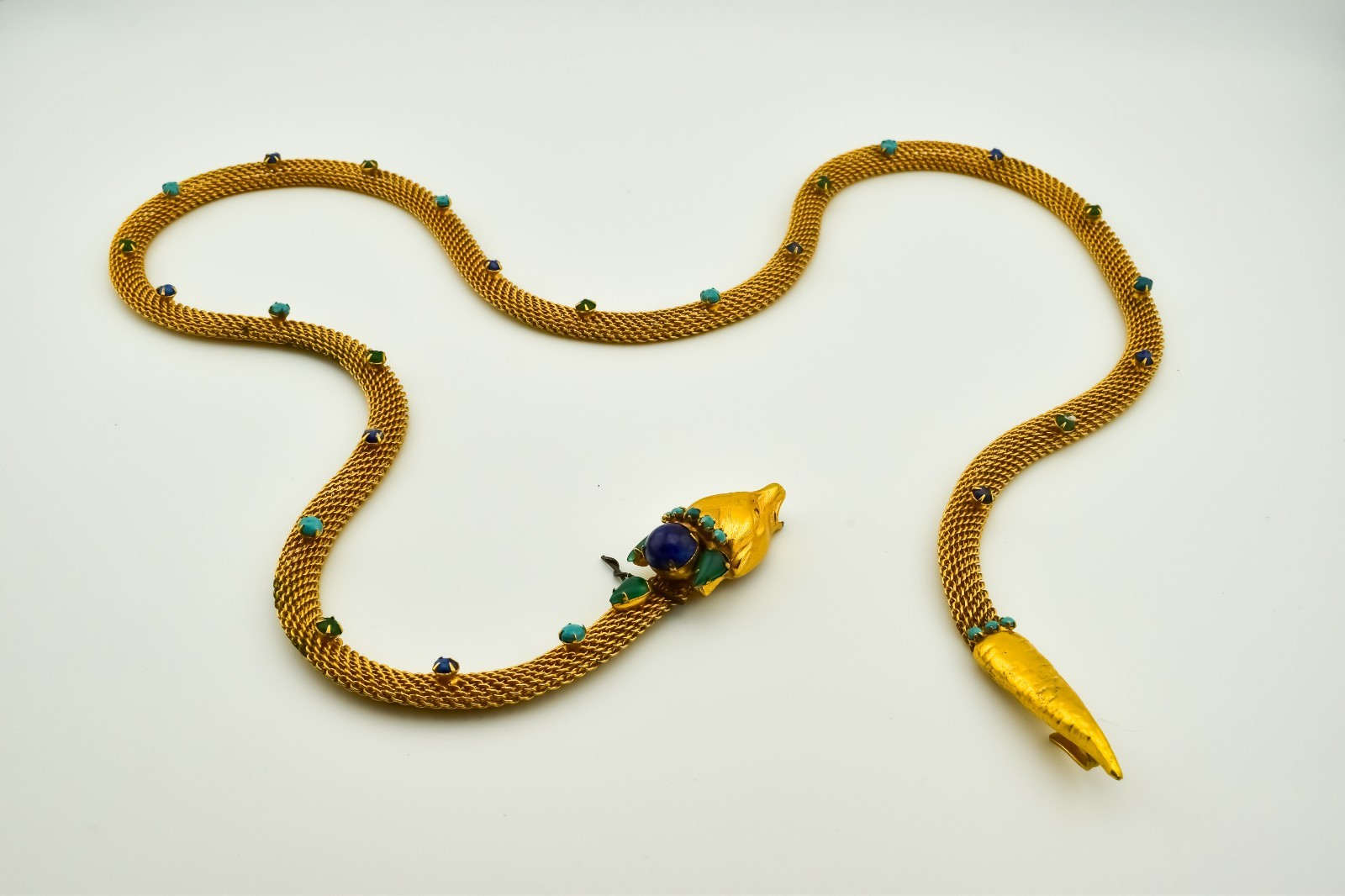Original by Robert Jeweled Fox Head & Tail Belt Necklace