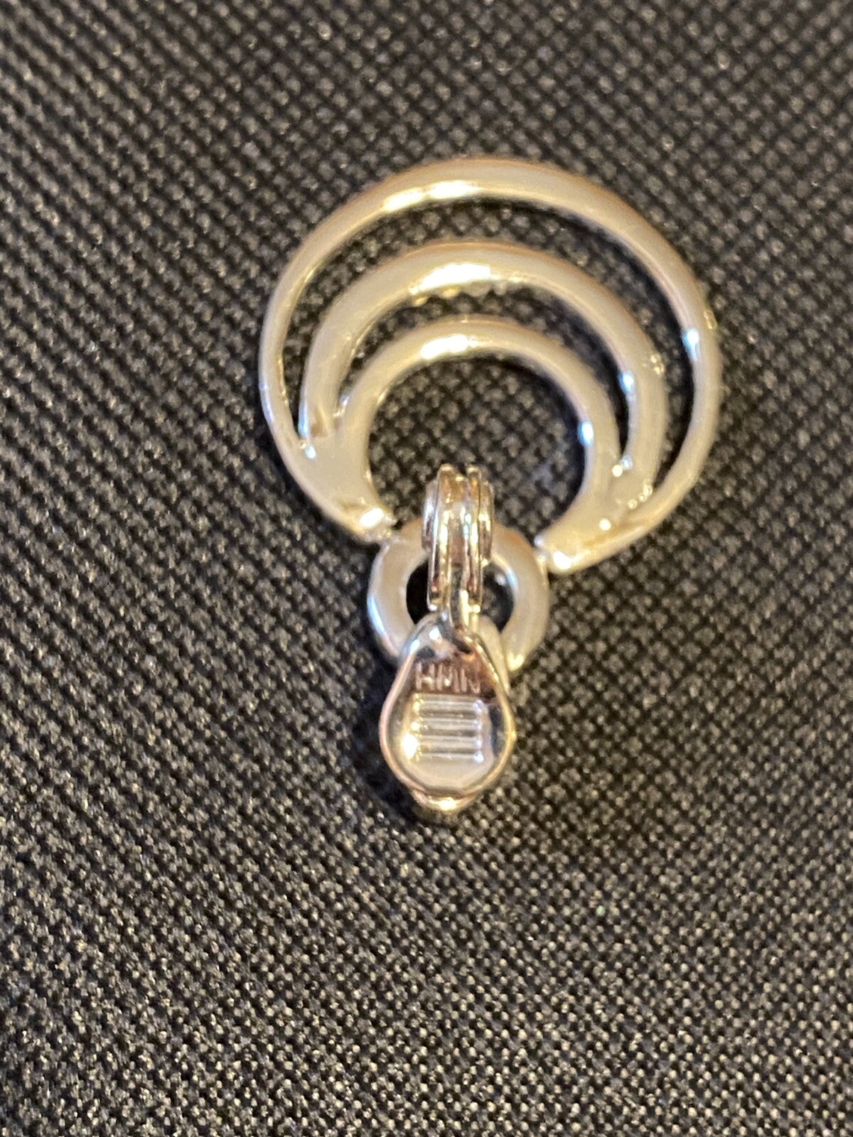 HMN Silver-tone with White Rhinestones Dangle Hoop Clip On Earrings