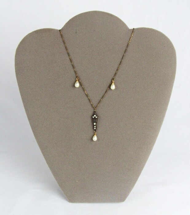 Vintage Glass Works Studio Delicate Seed & Dangle Pearl 18″ Necklace – Nice!
