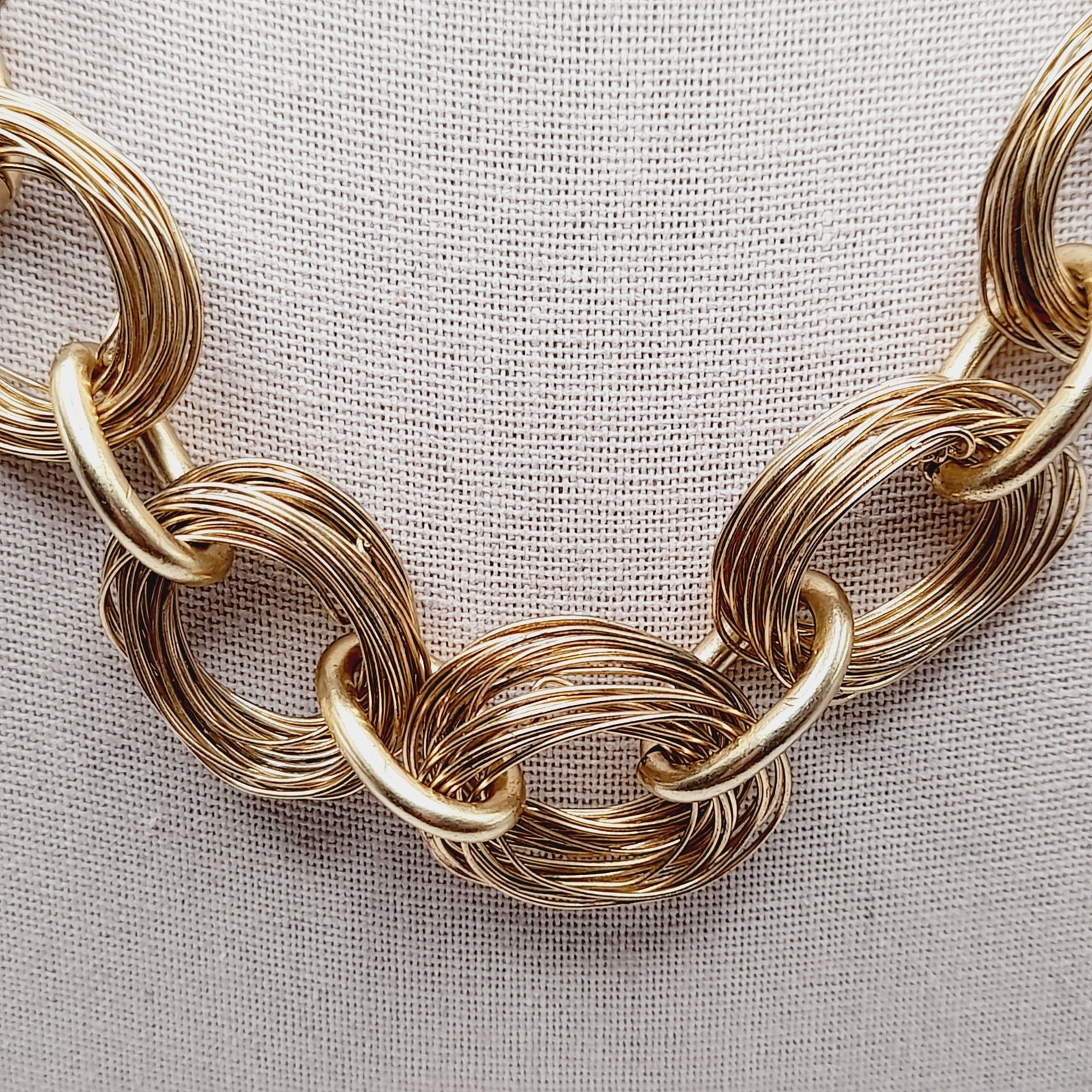 Sigrid Olsen Gold Tone Necklace Chunky Wire Wrap Link 19 Inch