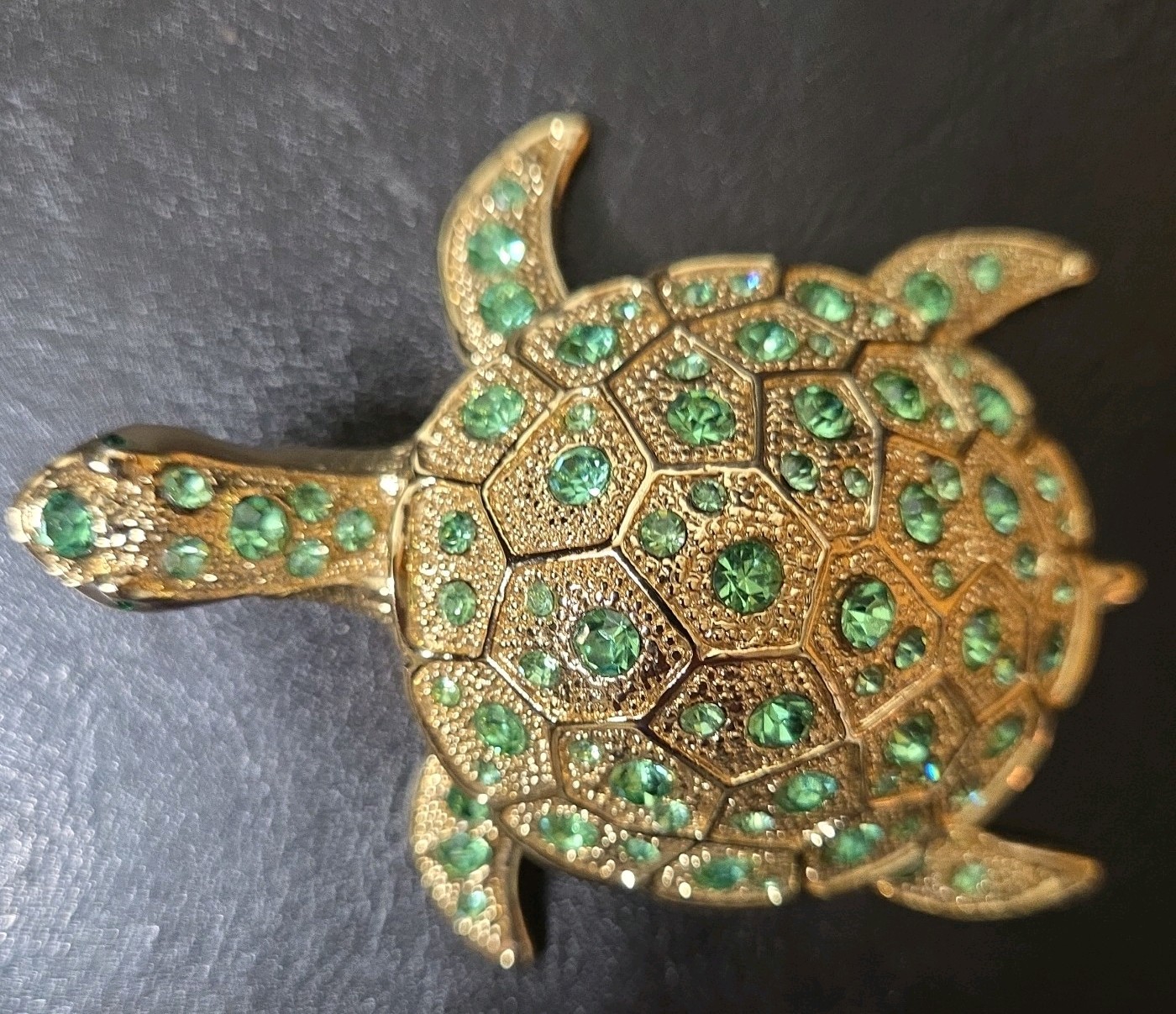 New Vintage Green Turtle with green rhinestones around it .25 .00 Dollars. New