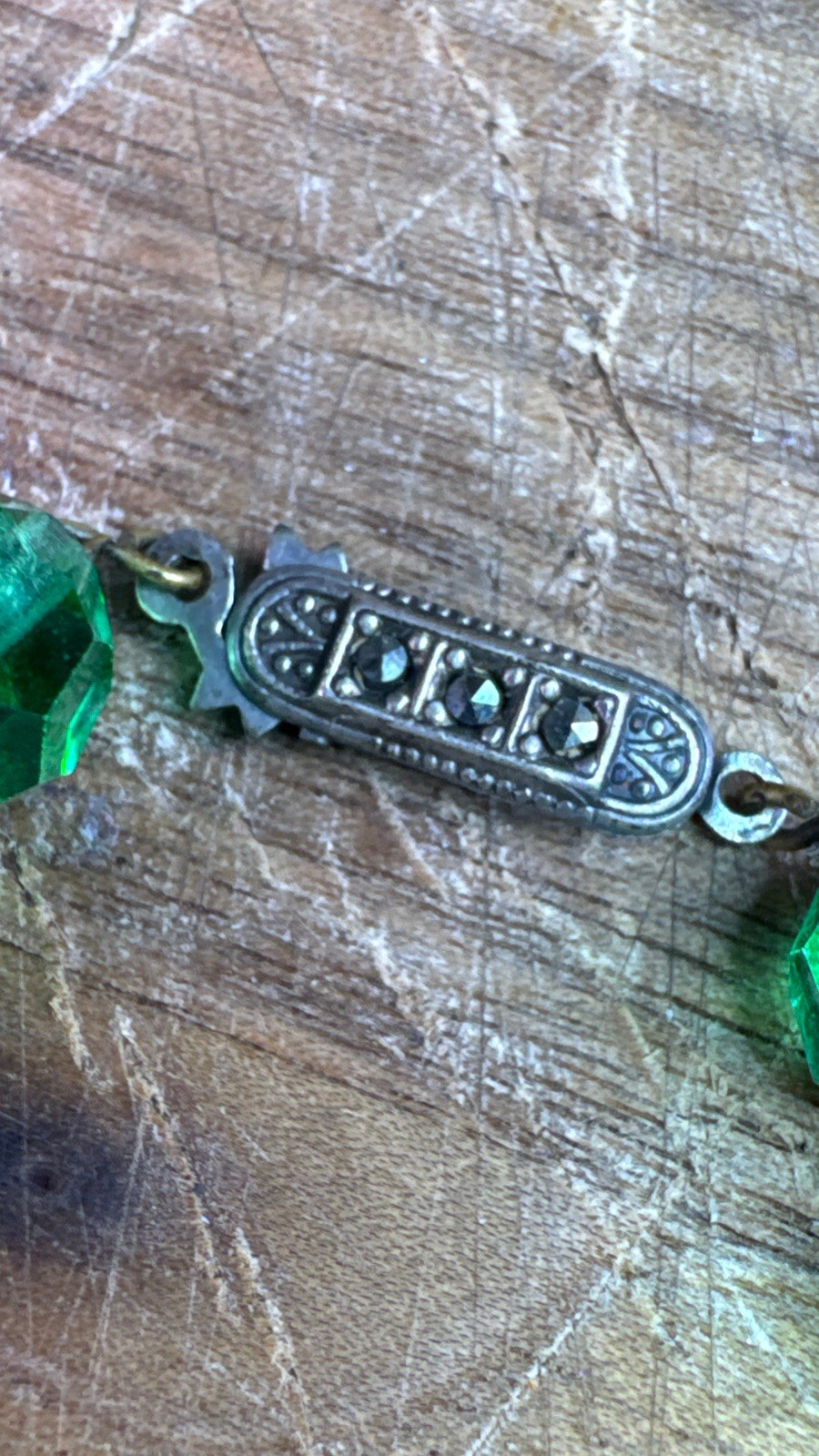 Emerald City Green Crystal Glass Choker Necklace 835 Silver Clasp w/Earrings Set