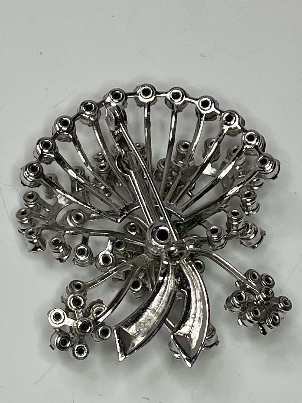 Crystal Rhinestone Stone Floral Bouquet Design Nickle Finish