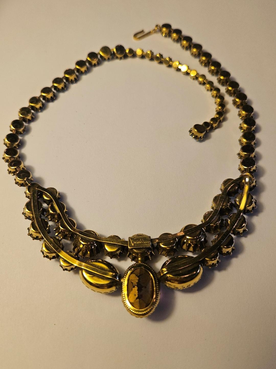 Lavender Purple and Blue Vendome Necklace and Earrings Set 1950s