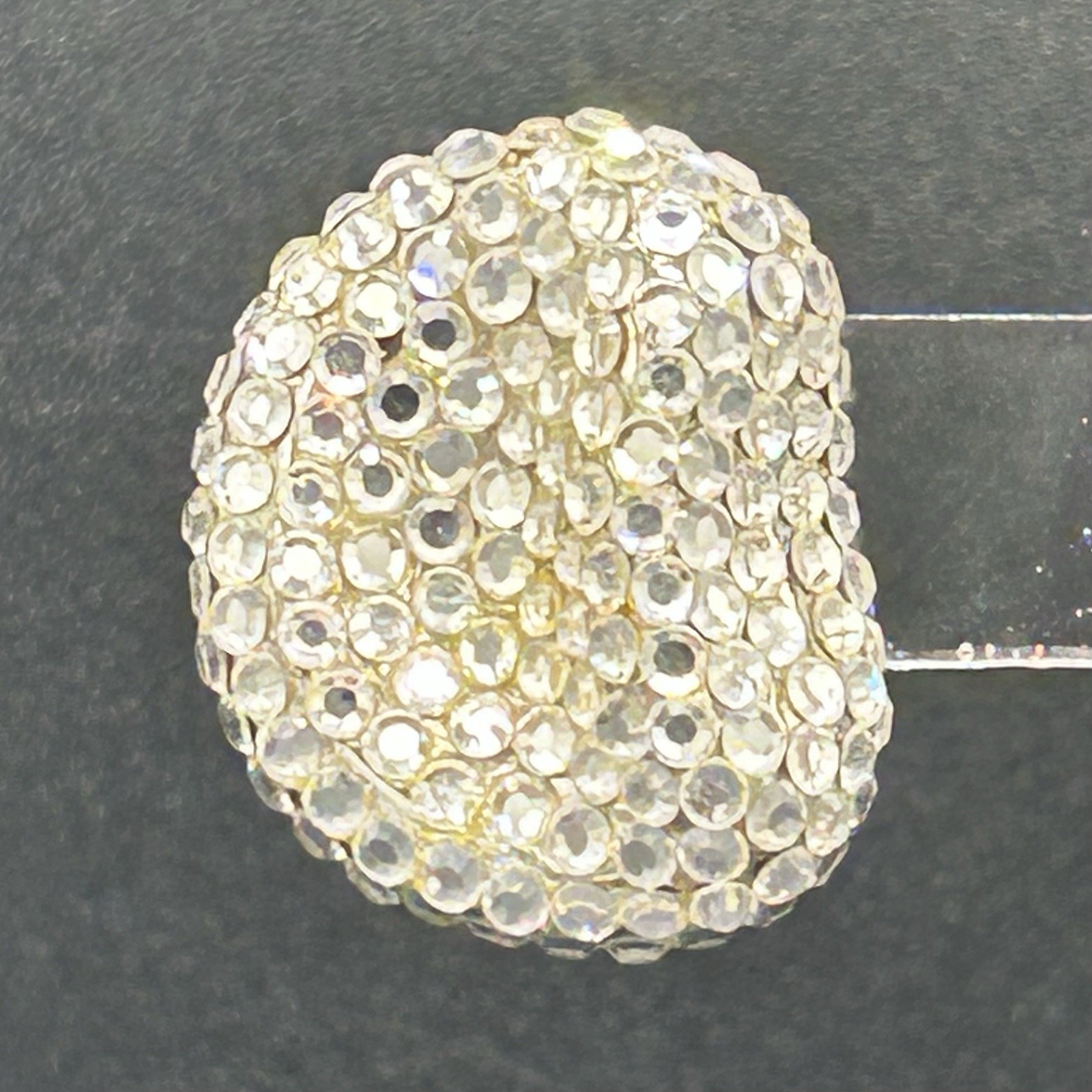 Vintage 80s 90s Rhinestone Clip On Earrings Silver Tone Clear Pave NOS