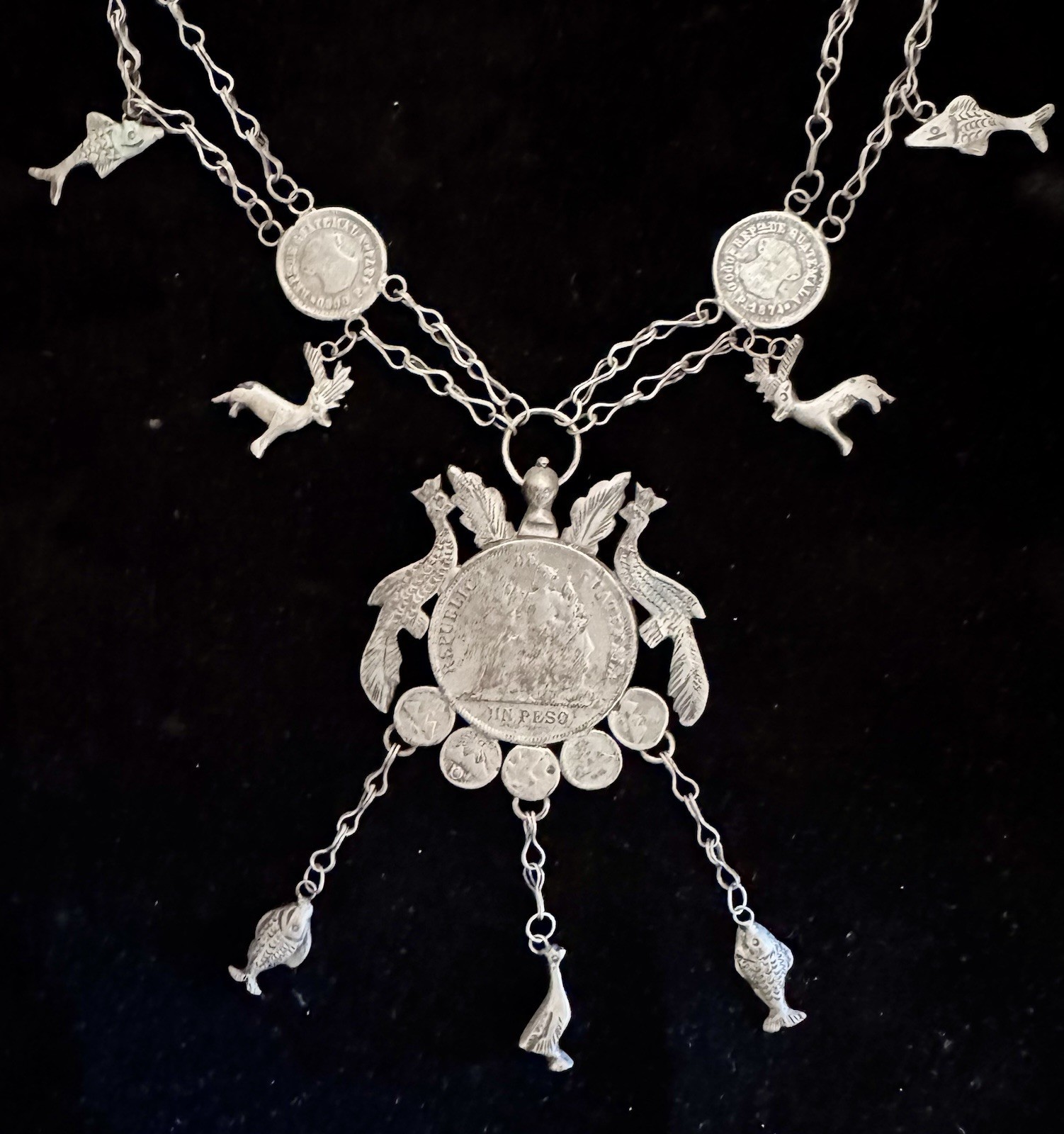 Guatemalan Coin Replica Of Antique Chachal Necklace from Guatemala