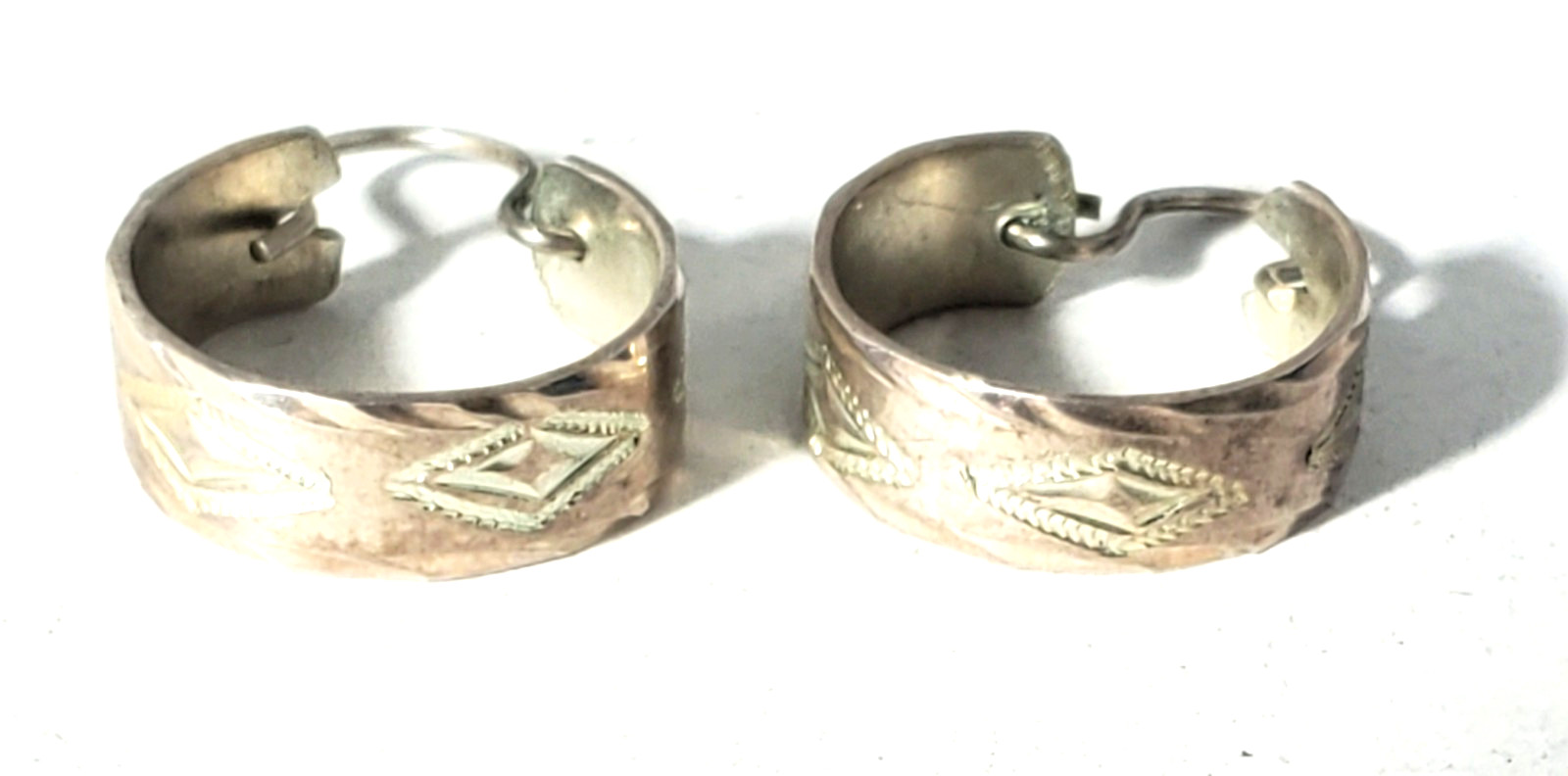 Vtg Sterling Silver SOUTHWEST Stamped Designs Dangle Drop Hoop Earrings Lot