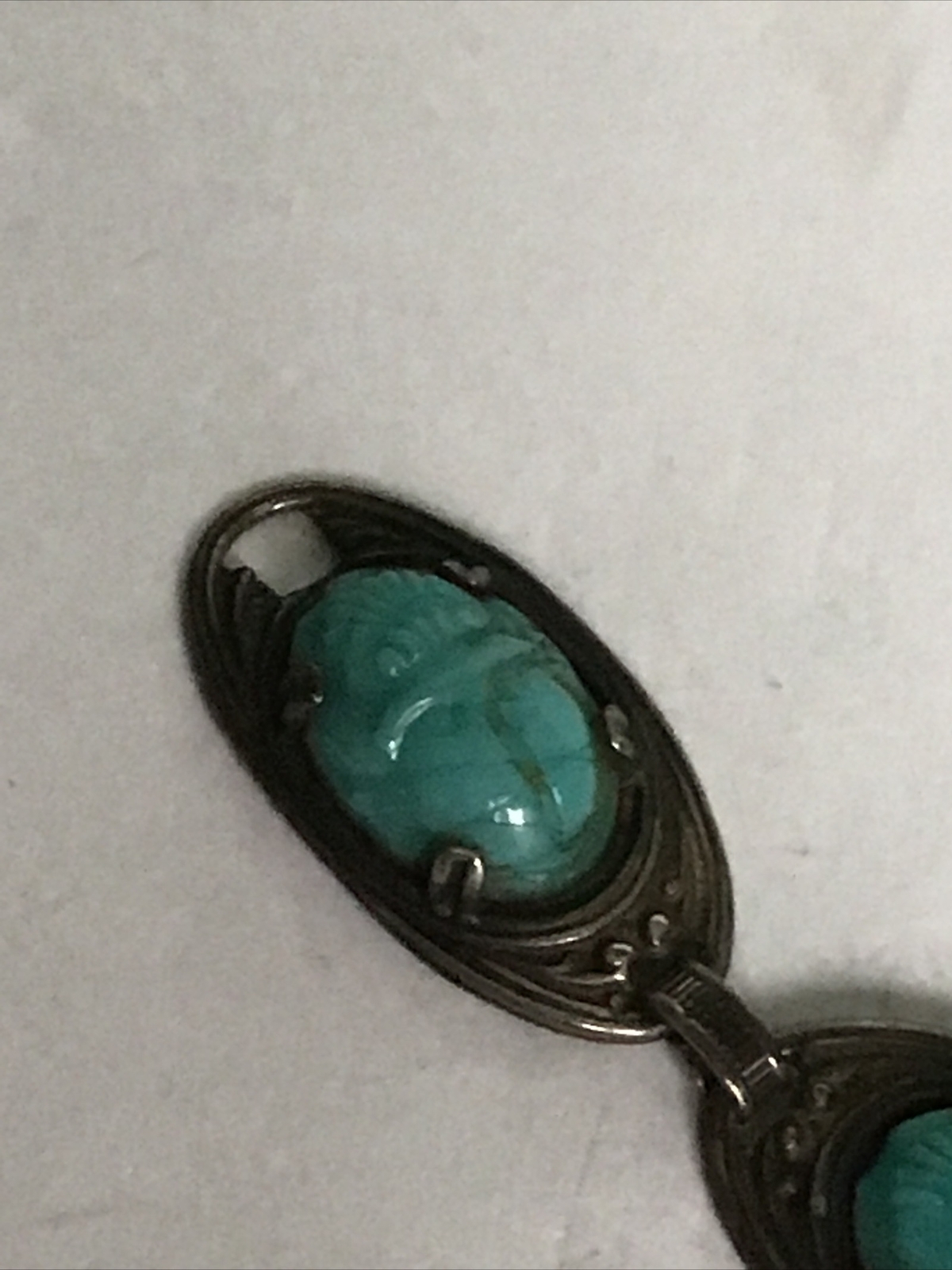 Art Deco Egyptian Revival Matching Scarab Beetle Bracelet/Sterling Ring/Earrings